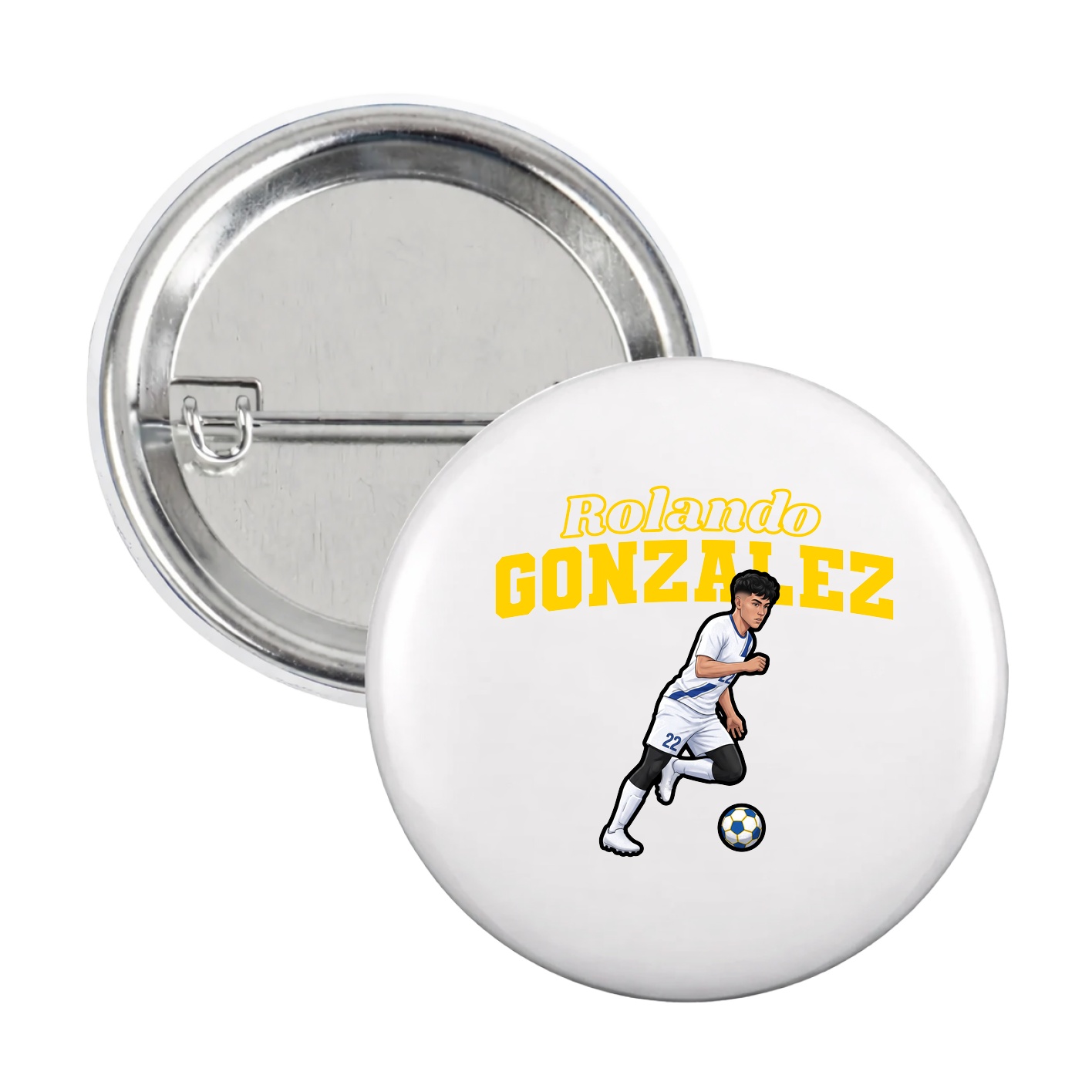 Game Day Button — Name Arch in White