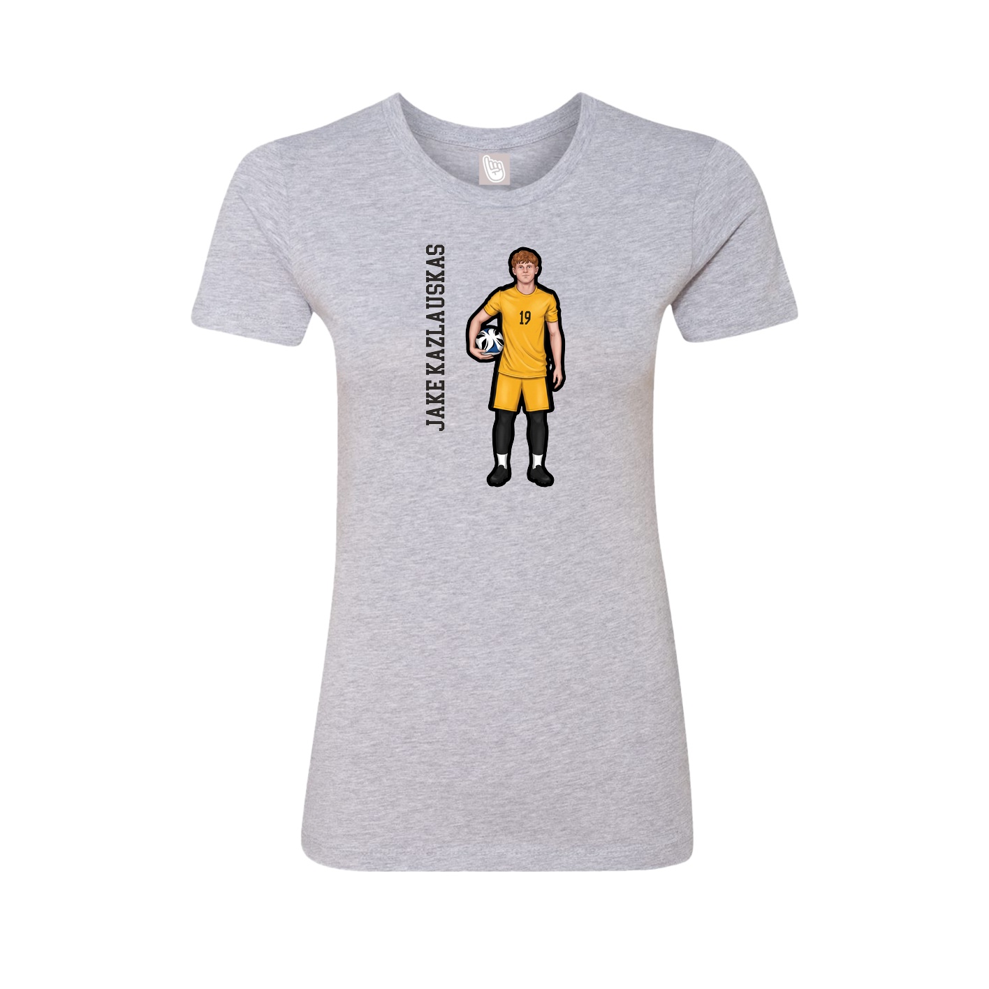 Fitted Women's Tee — Name Vertical in Grey