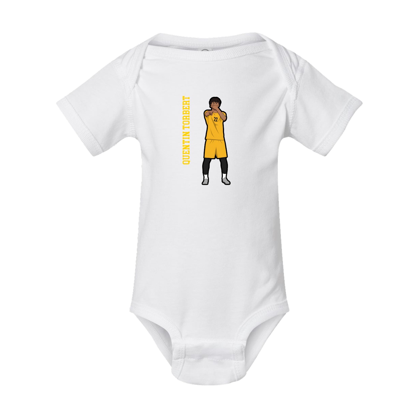 Baby Onesie — Name Vertical in White