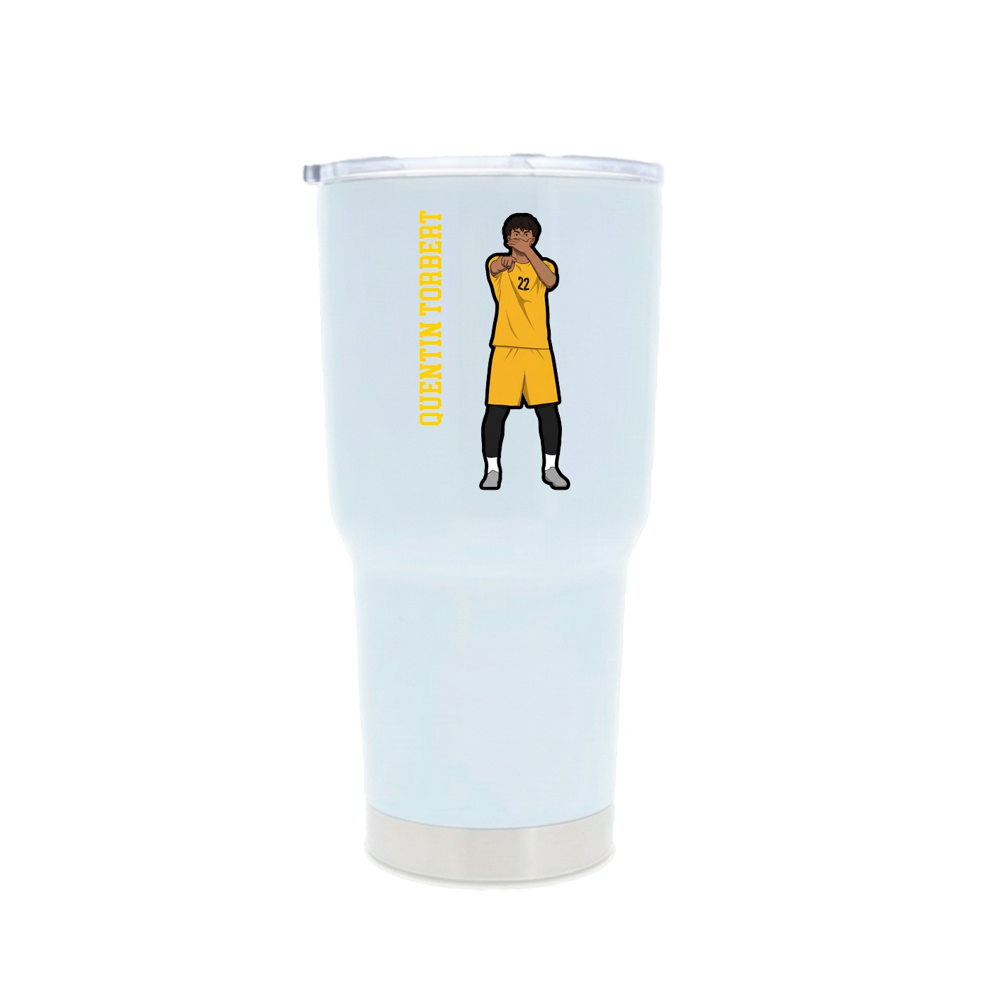 30oz Stainless Steel Tumbler — Name Vertical in White