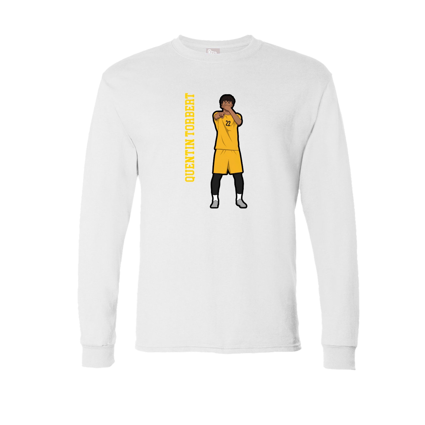Long Sleeve Tee — Name Vertical in White