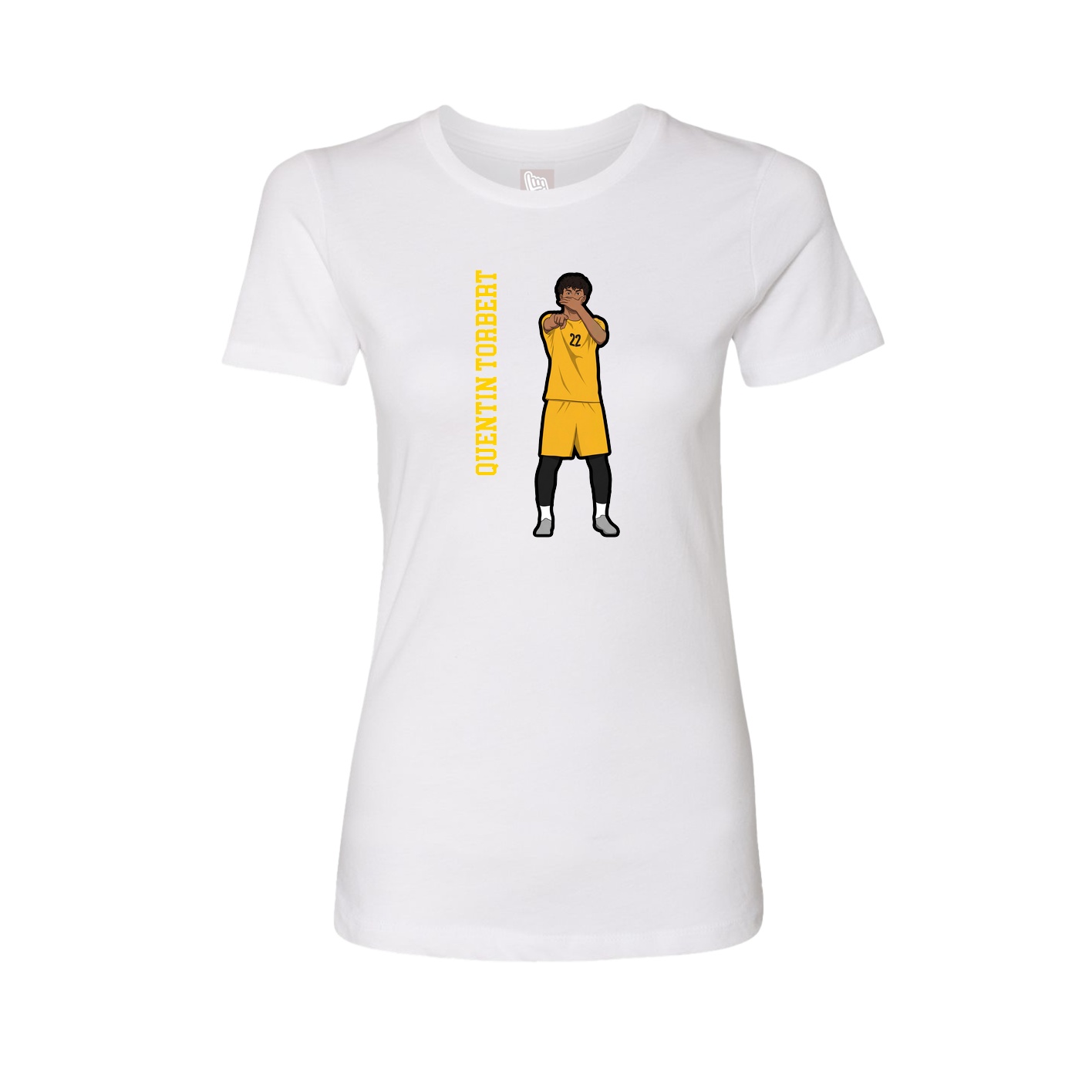 Fitted Women's Tee — Name Vertical in White