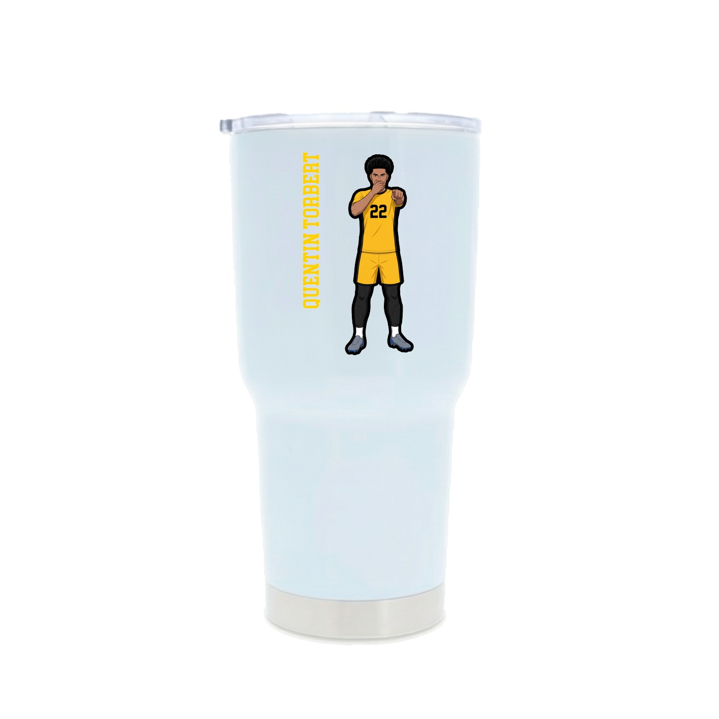 30oz Stainless Steel Tumbler — Name Vertical in White