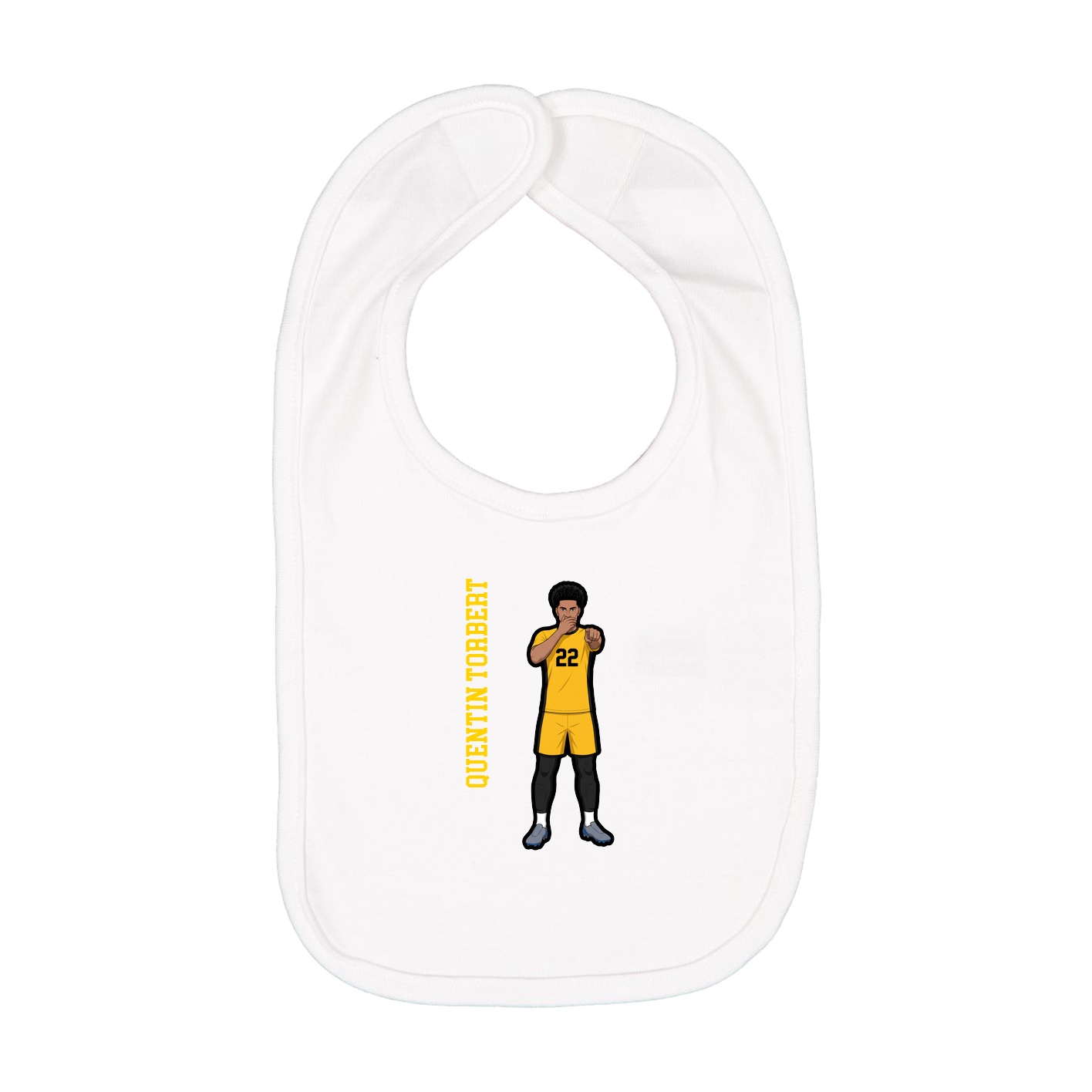 Infant Bib — Name Vertical in White
