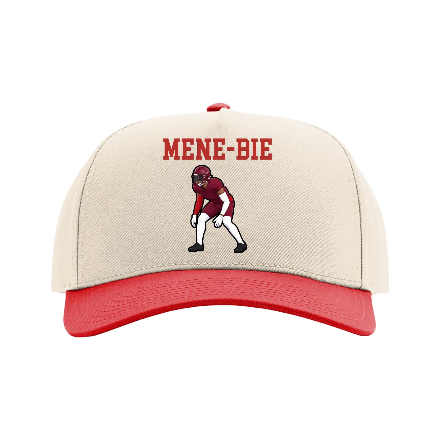 Full Fabric Five-Panel Champ Cap — Shirsey in Cream/Red