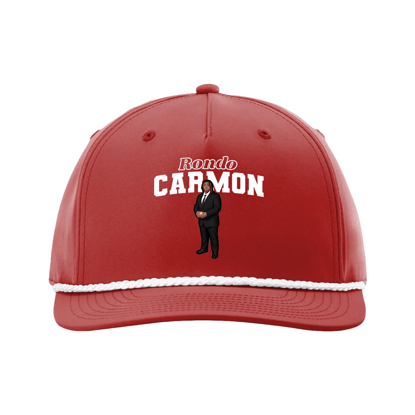 Five-Panel Classic Rope Cap — Name Arch in Red