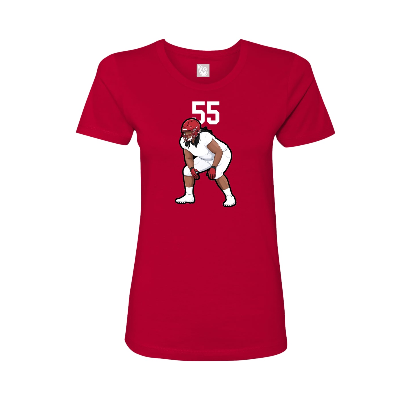 Fitted Women's Tee — Number Top in Red