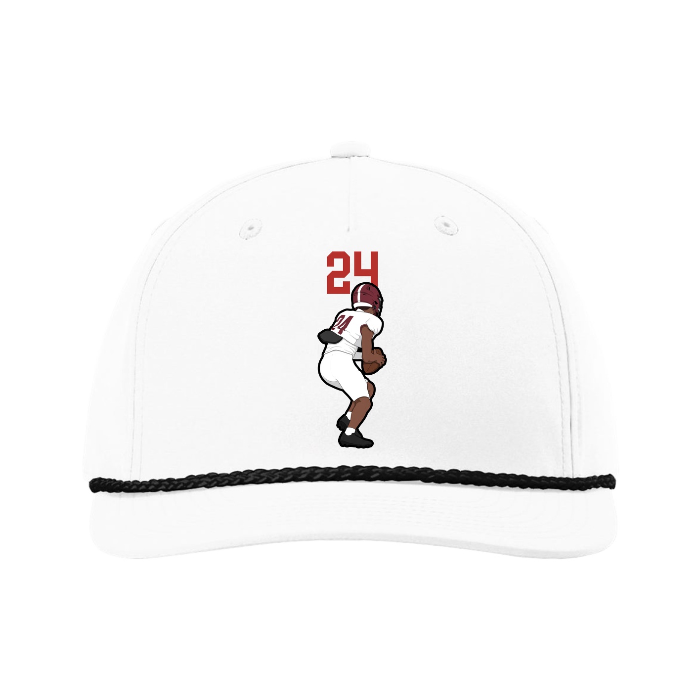 Five-Panel Classic Rope Cap — Number Top in White