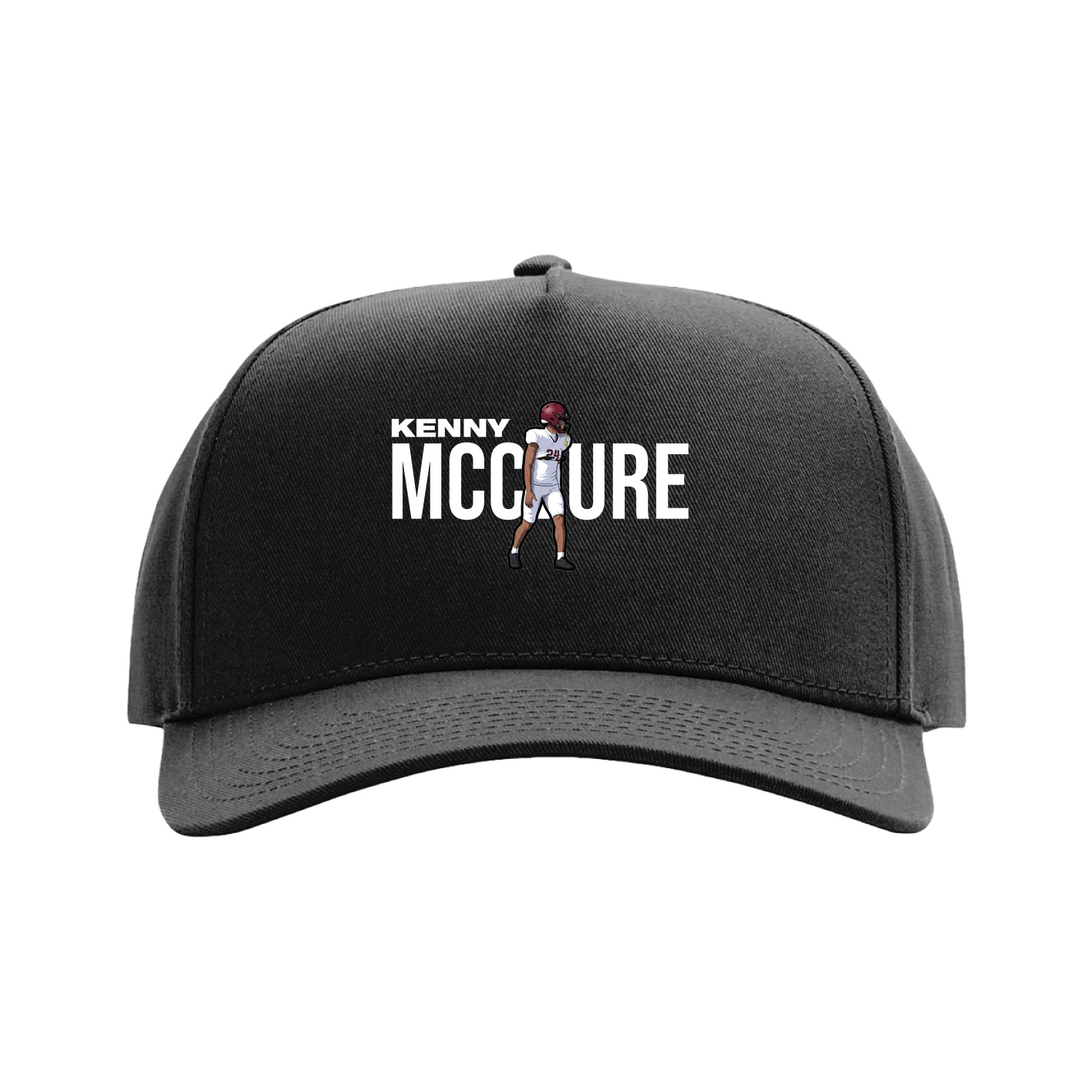 Full Fabric Five-Panel Champ Cap — Player Name in Black