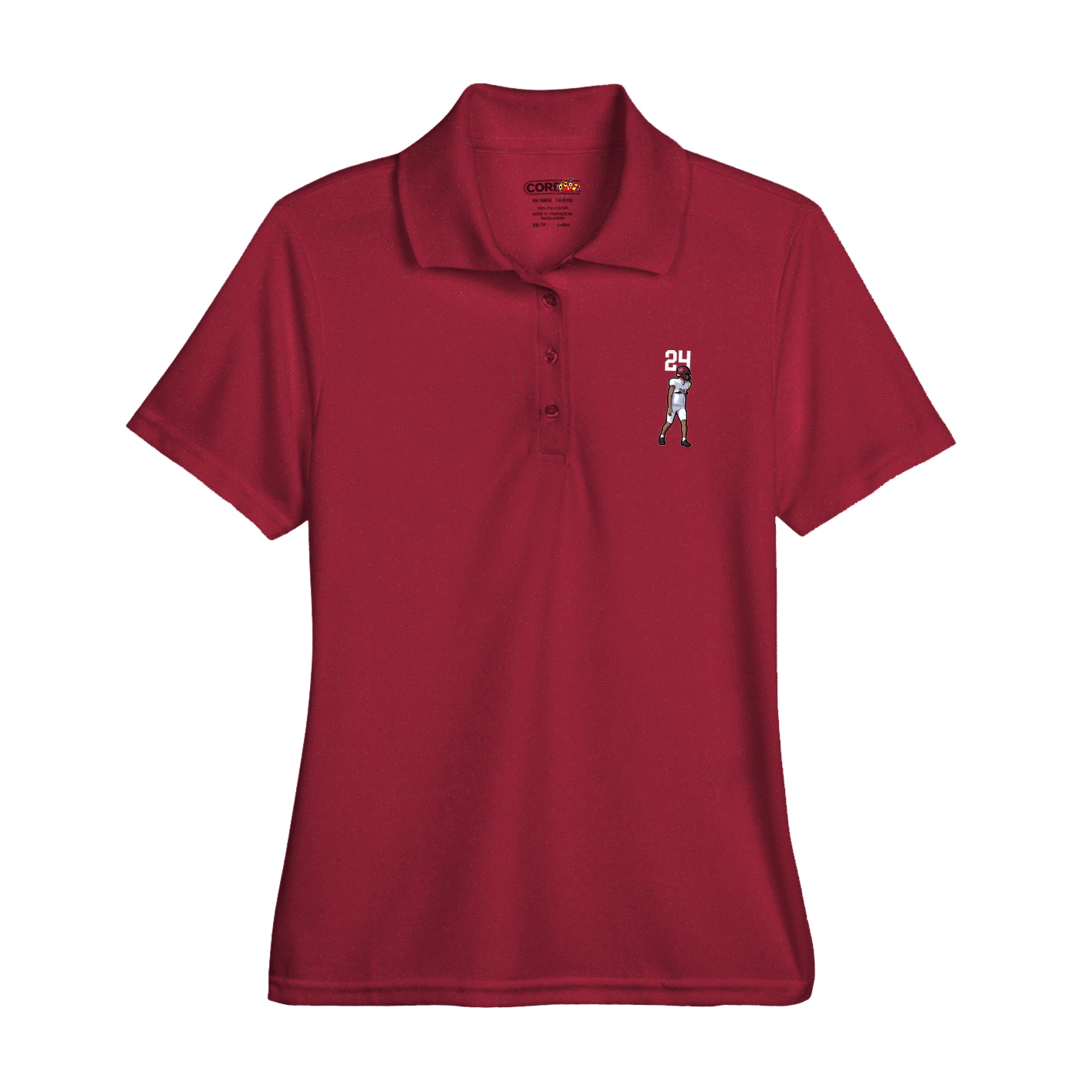 Womens Performance Polo — Number Top in Red