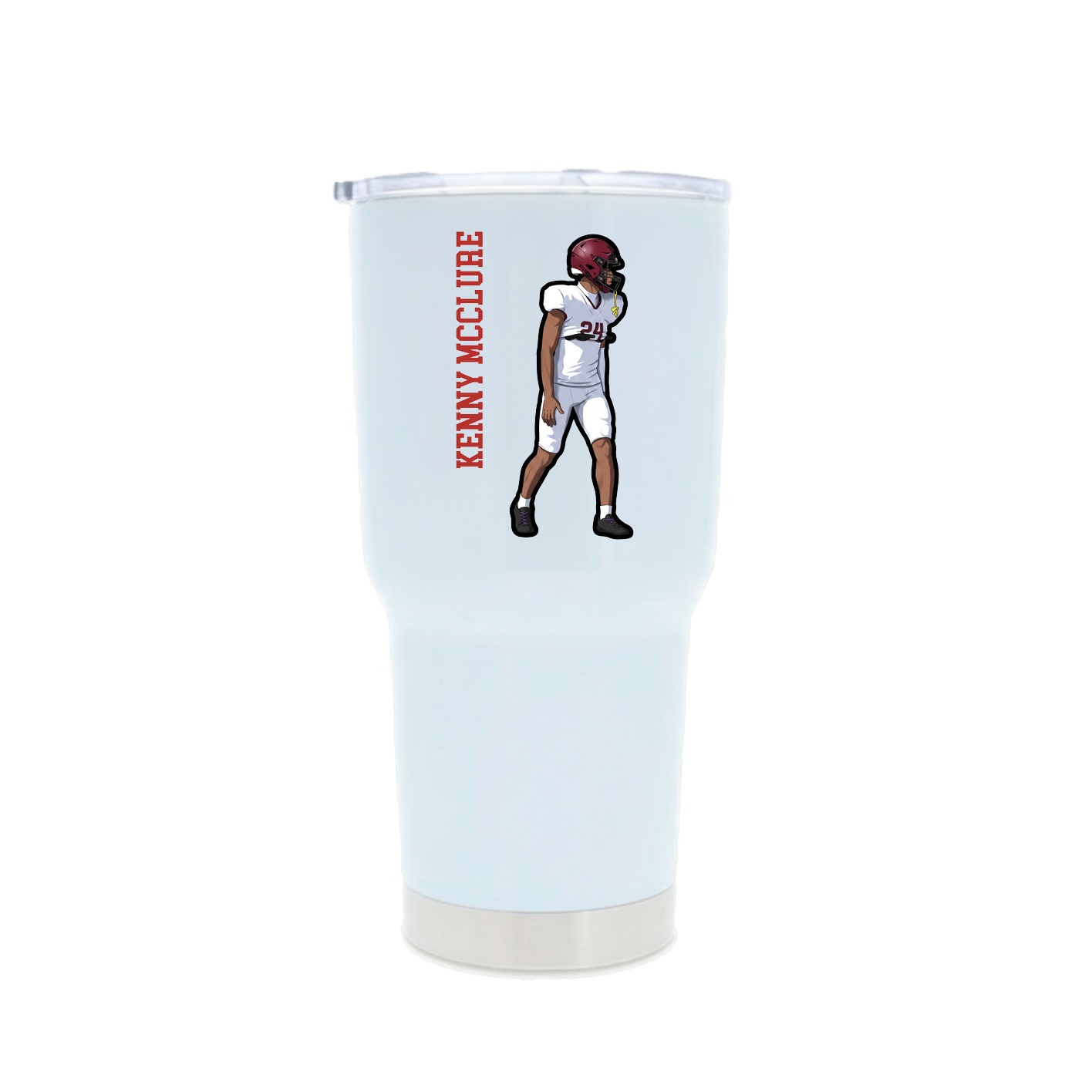 30oz Stainless Steel Tumbler — Name Vertical in White