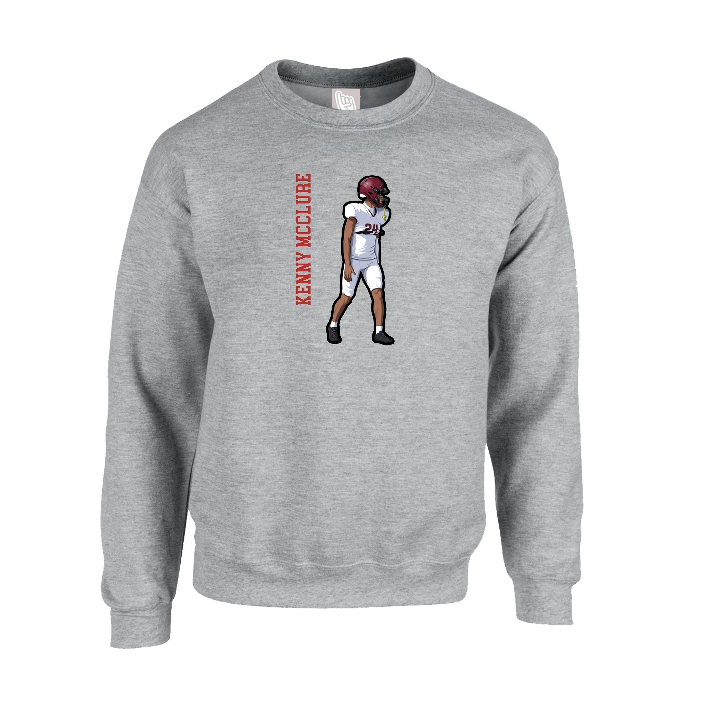 Fleece Crew — Name Vertical in Grey