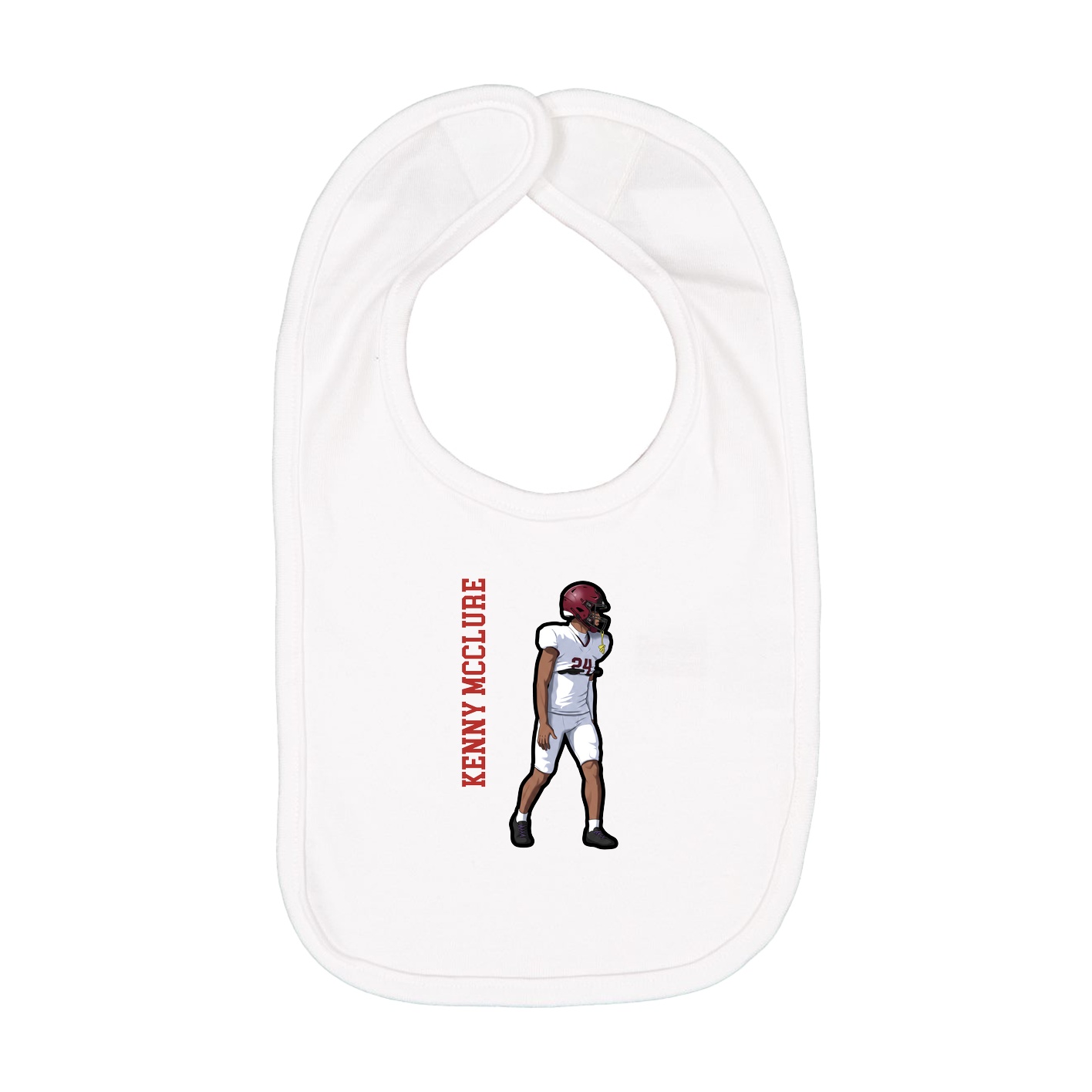 Infant Bib — Name Vertical in White