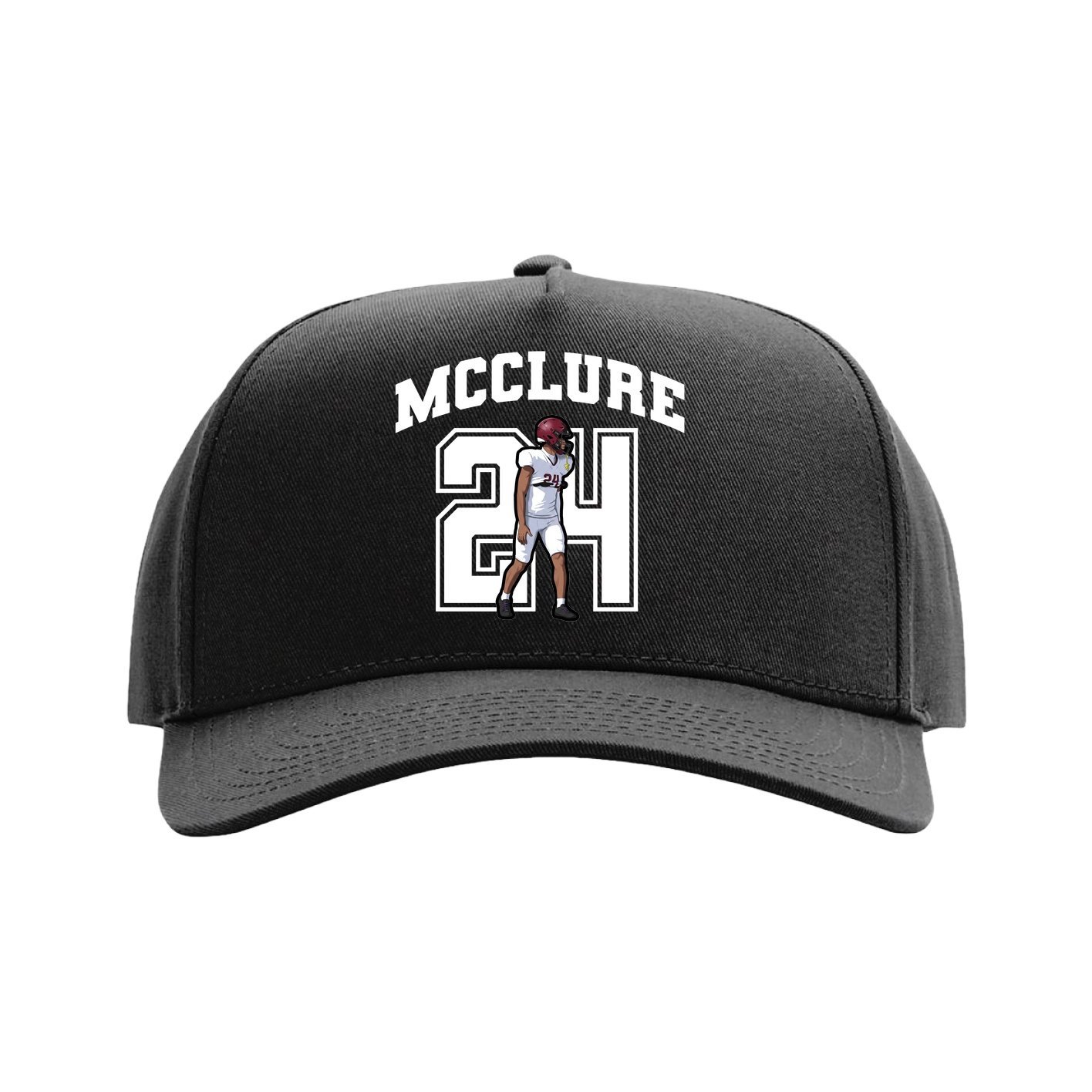 Full Fabric Five-Panel Champ Cap — Number in Black