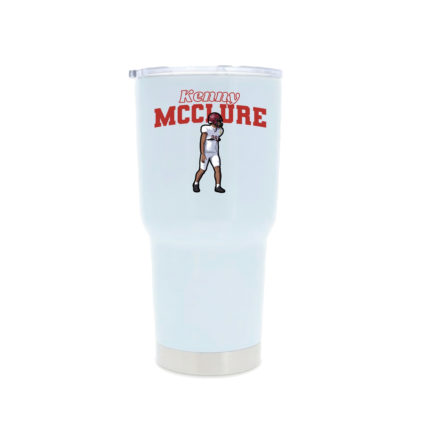 30oz Stainless Steel Tumbler — Name Arch in White
