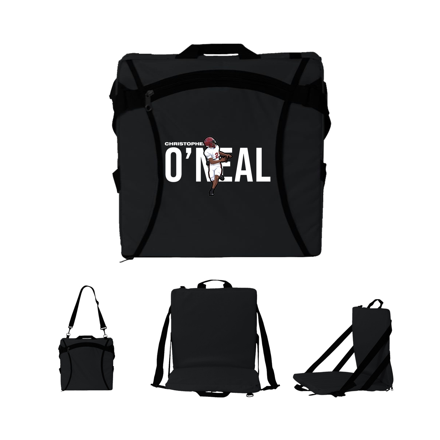 Folding Stadium Seat — Player Name in Black