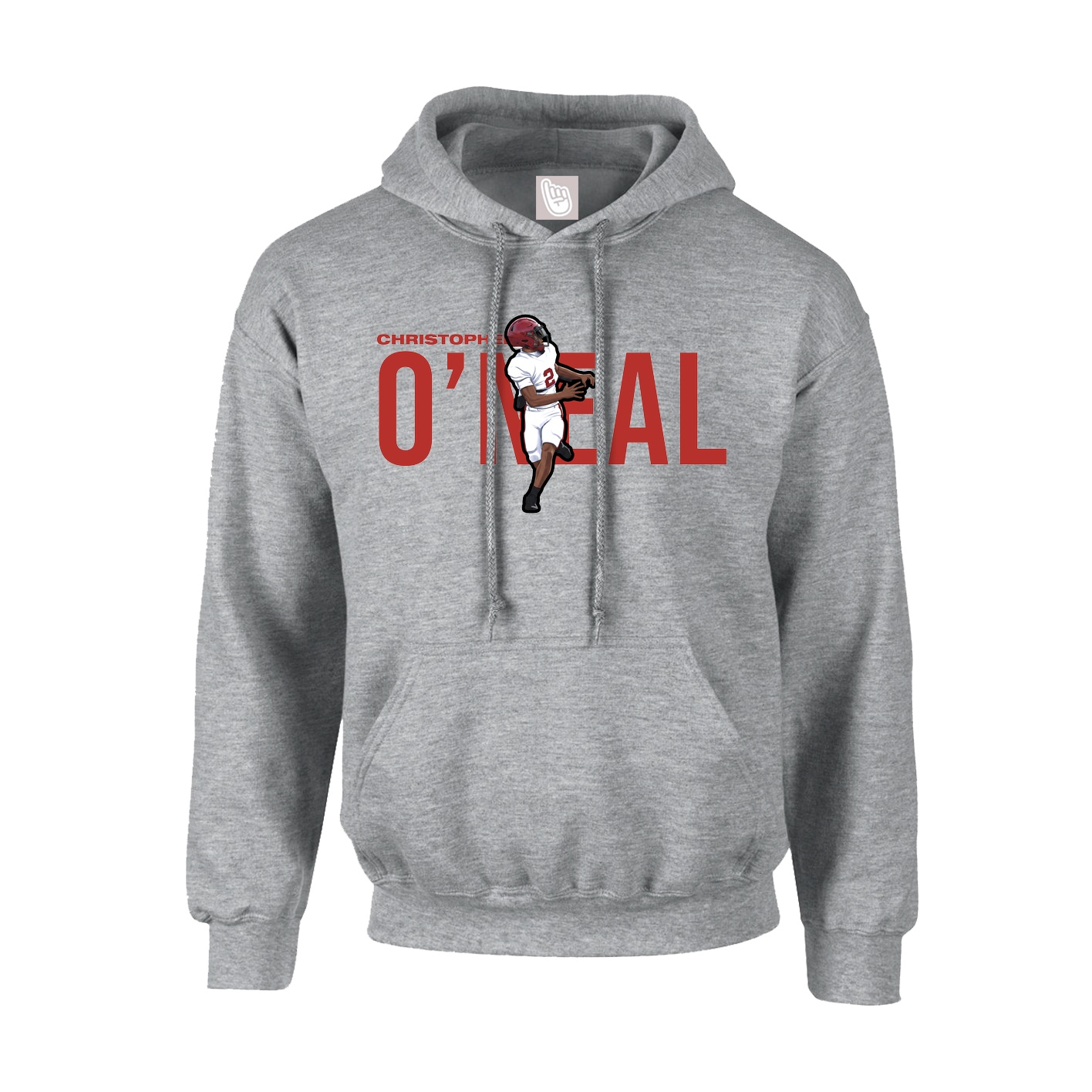 Youth Hoodie — Player Name in Grey