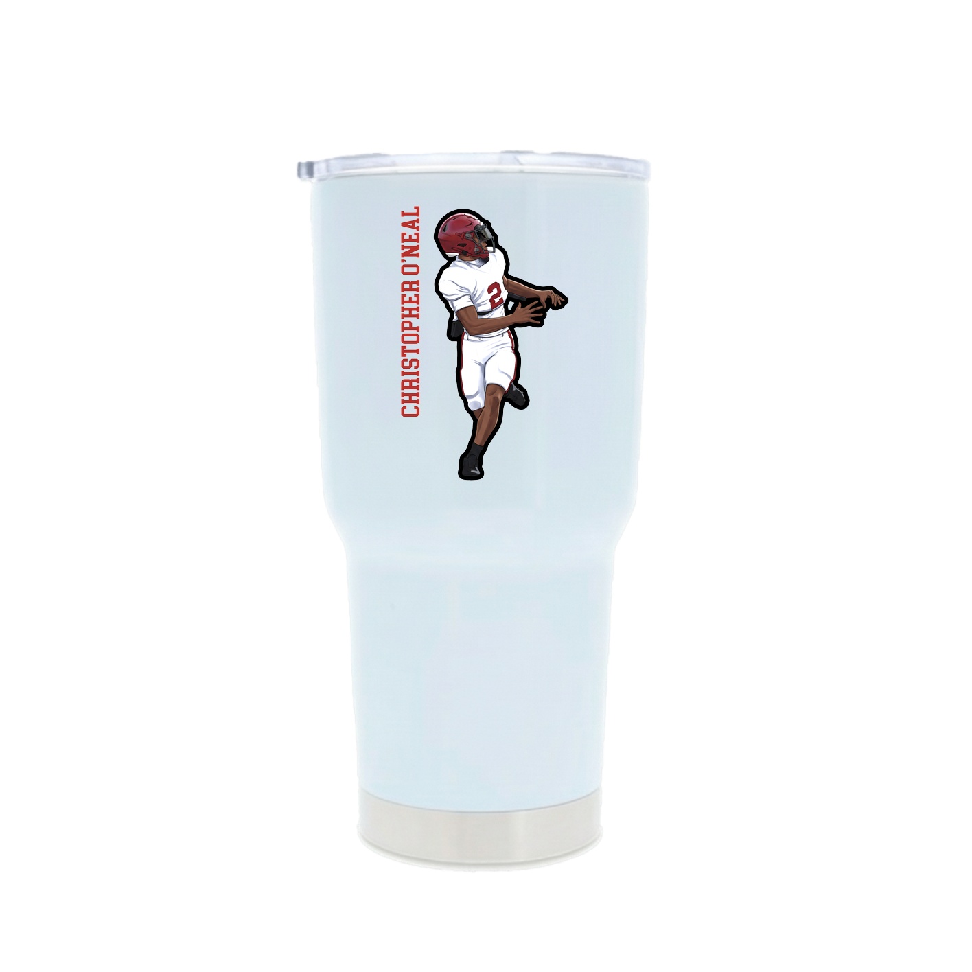 30oz Stainless Steel Tumbler — Name Vertical in White