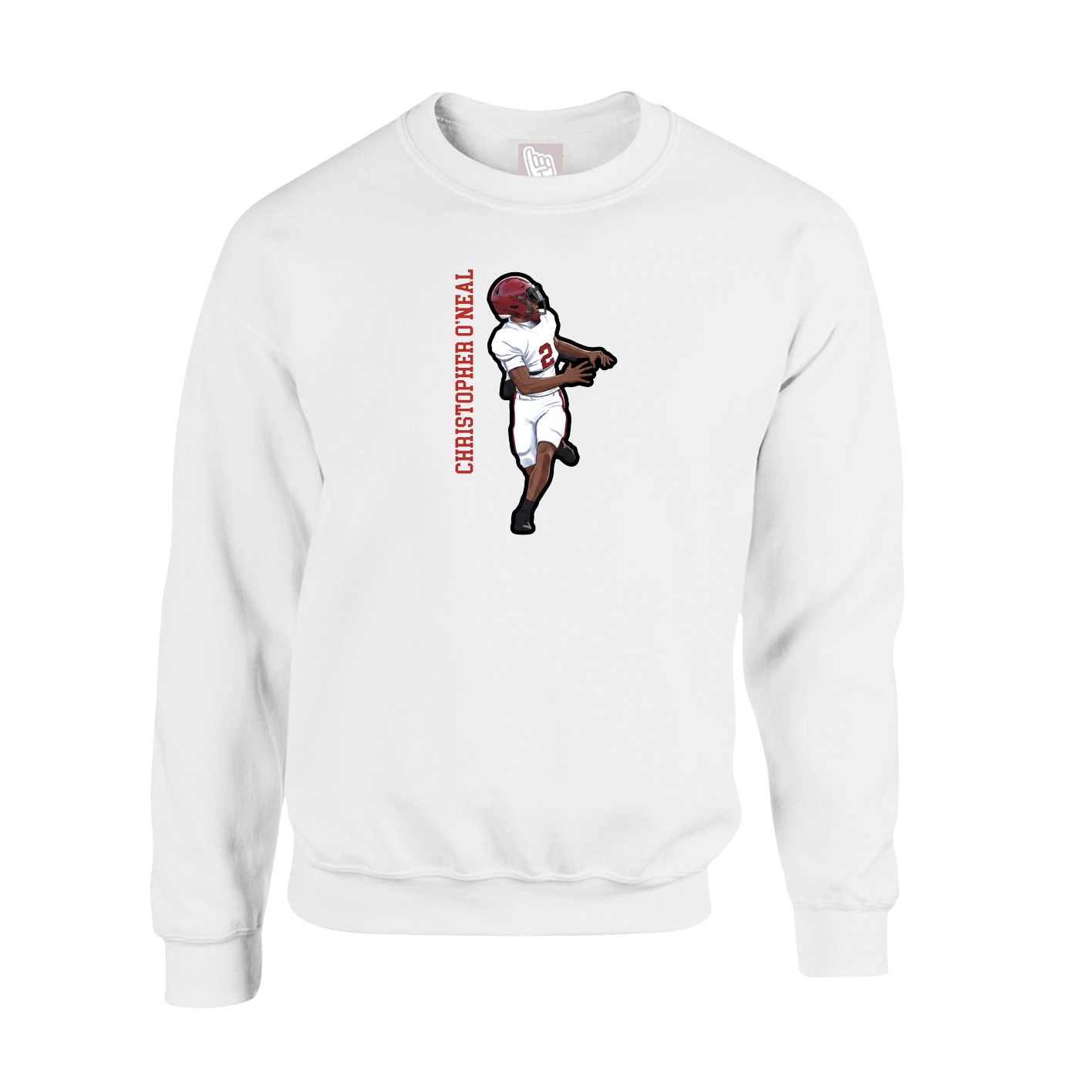 Fleece Crew — Name Vertical in White