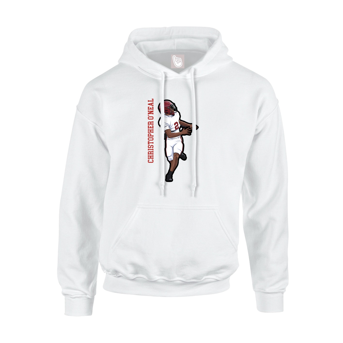 Youth Hoodie — Name Vertical in White
