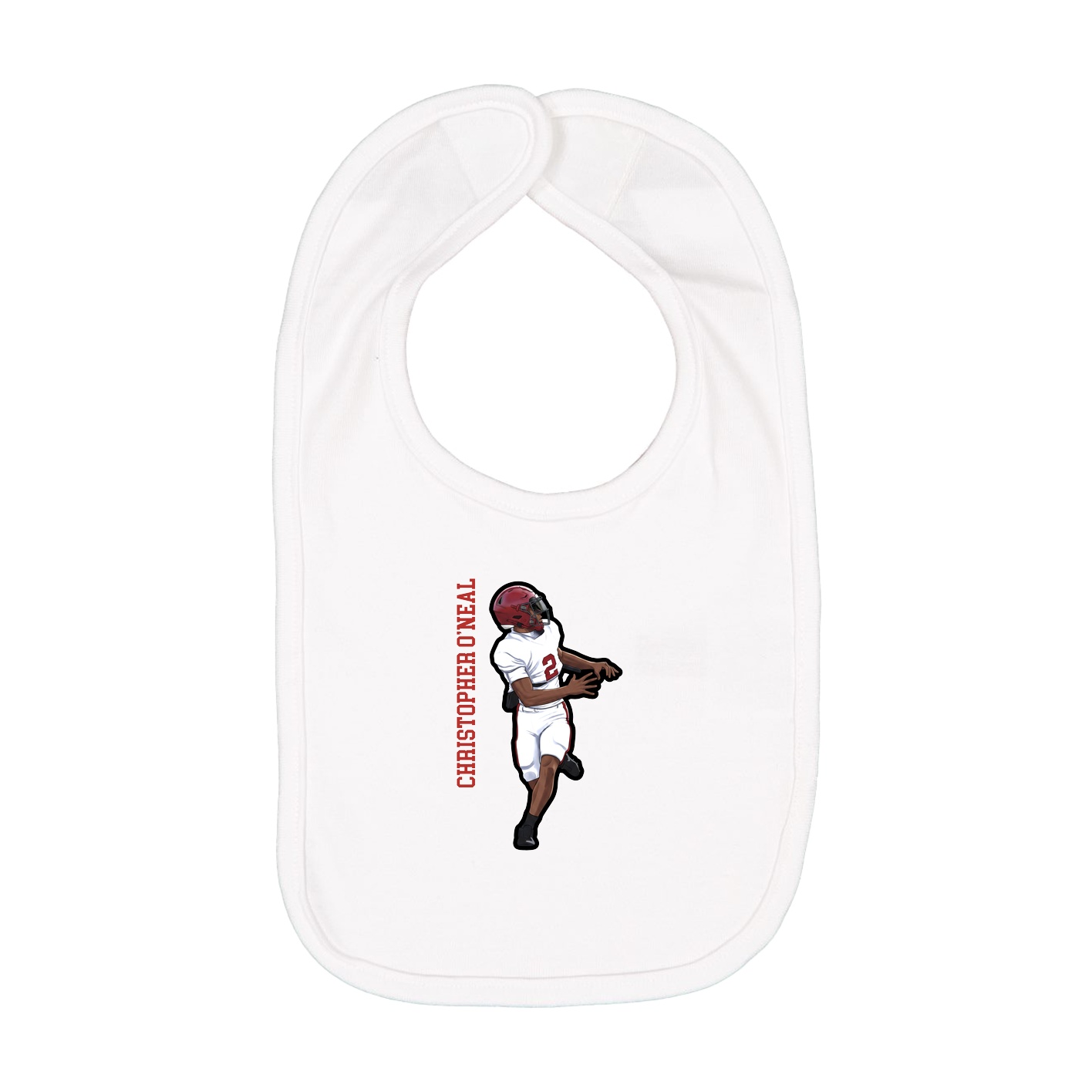 Infant Bib — Name Vertical in White