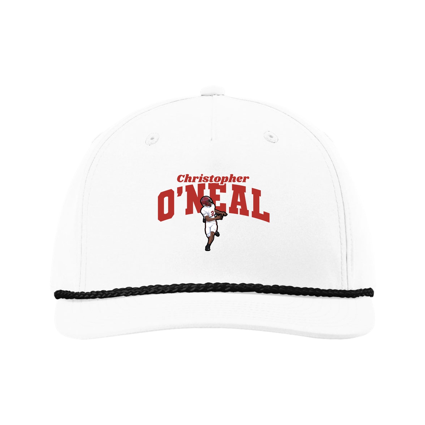 Five-Panel Classic Rope Cap — Signature Arch in White