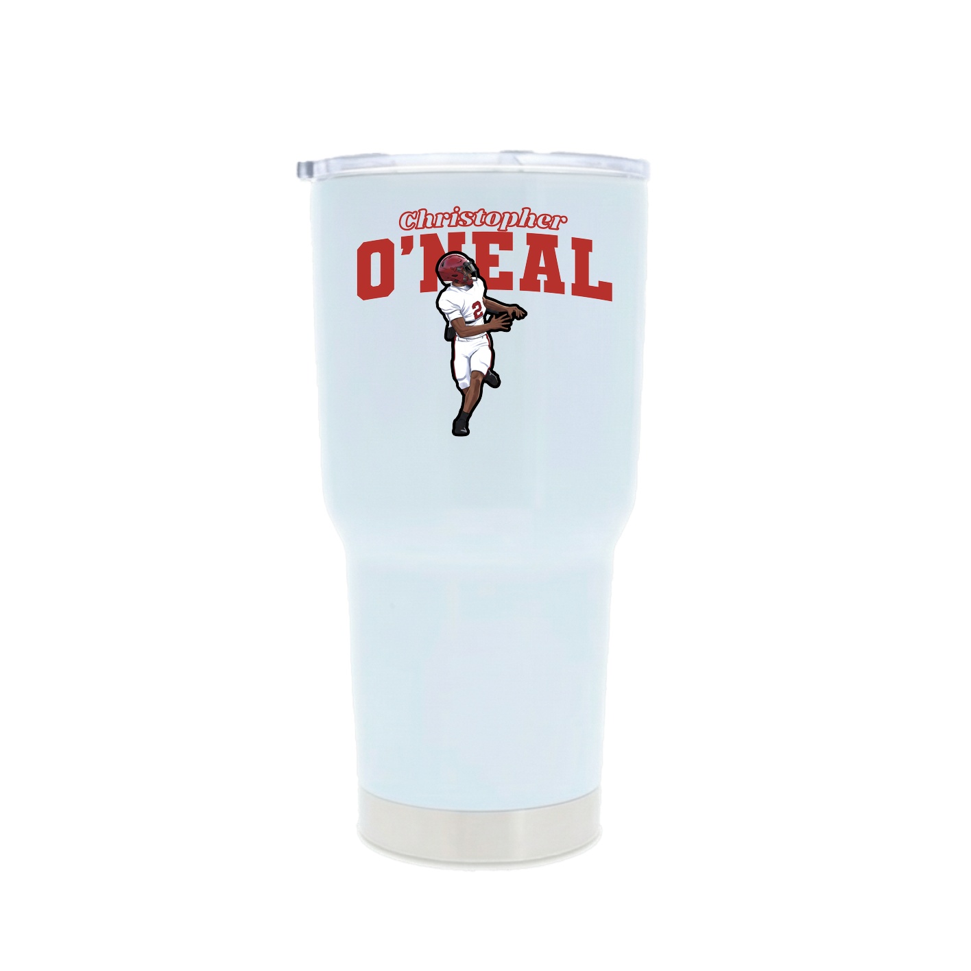 30oz Stainless Steel Tumbler — Name Arch in White