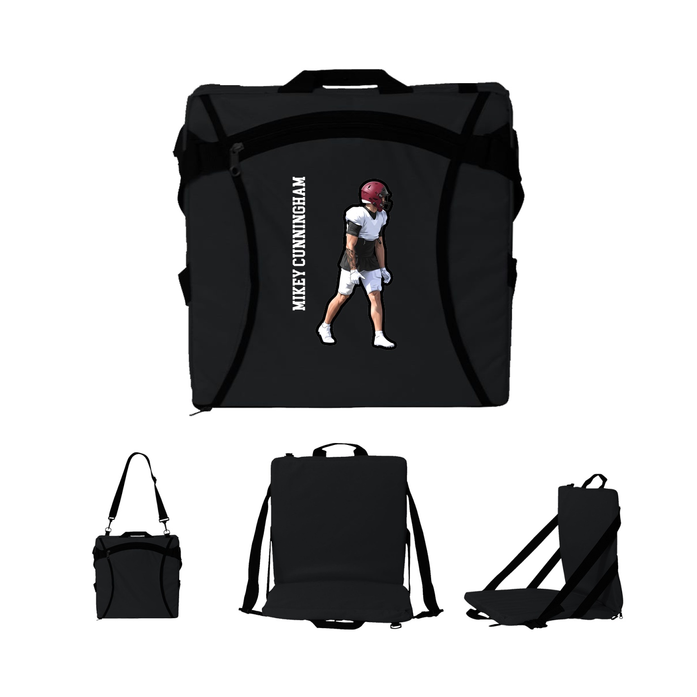 Folding Stadium Seat — Name Vertical in Black
