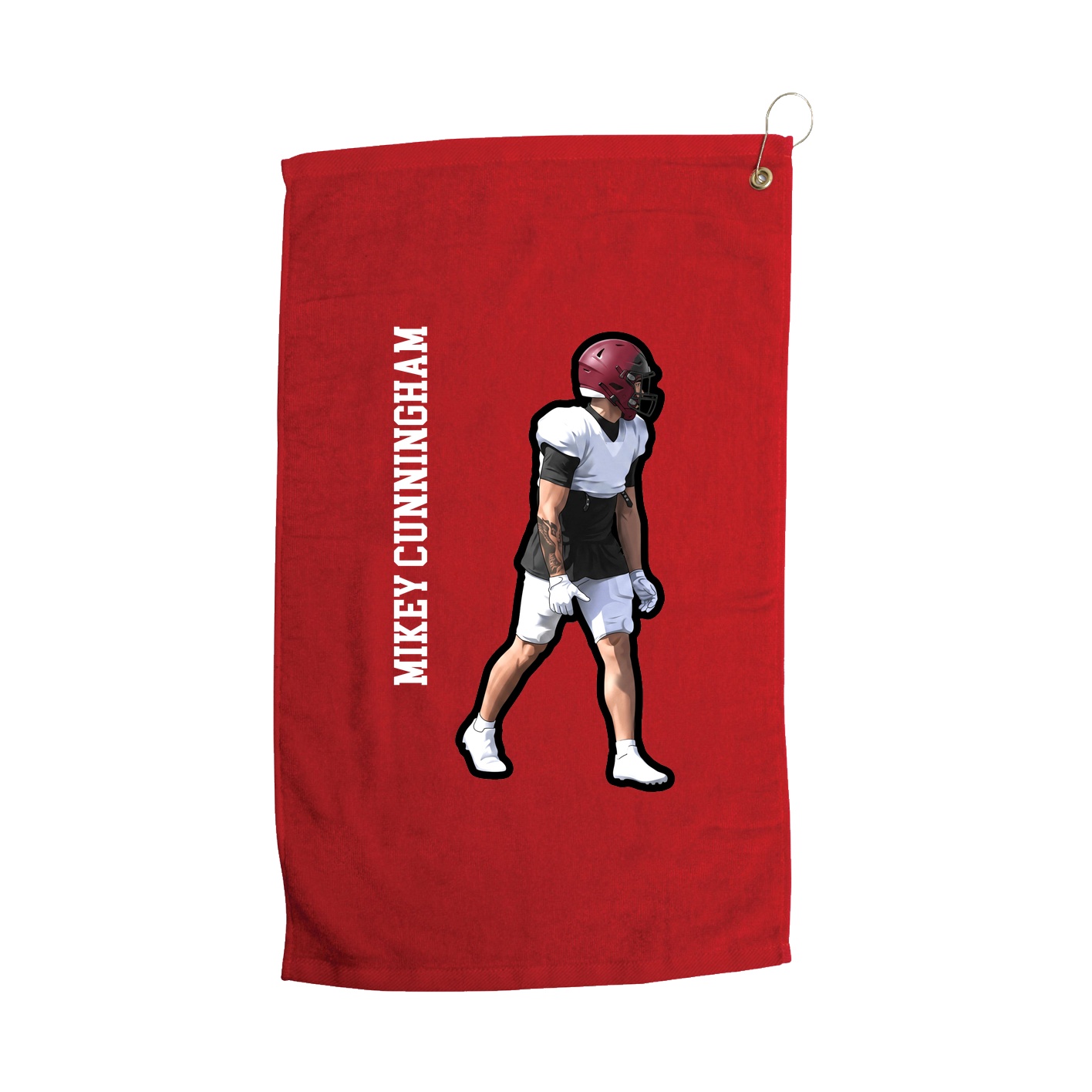 Golf Towel — Name Vertical in Red