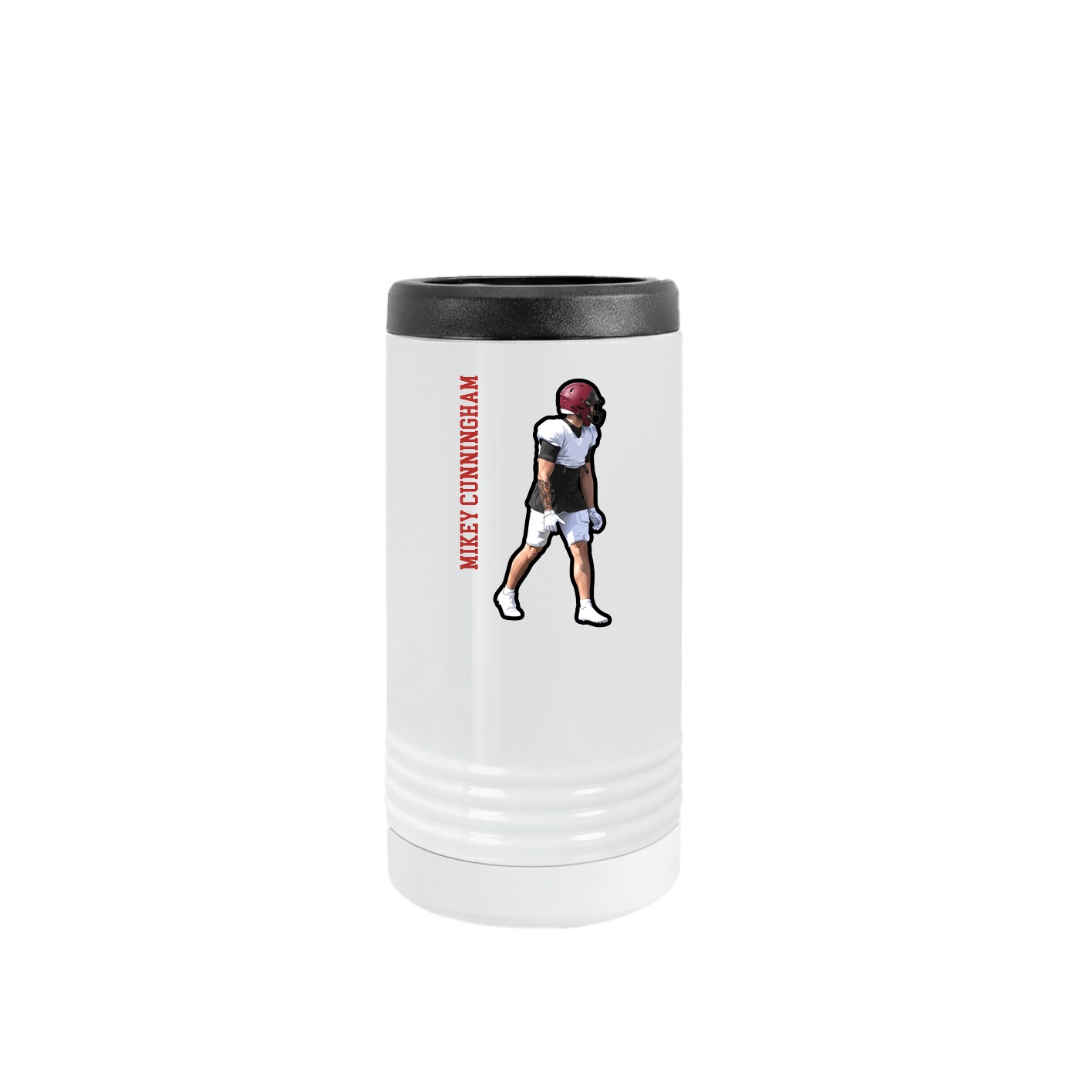 Slim Beverage Holder — Name Vertical in White
