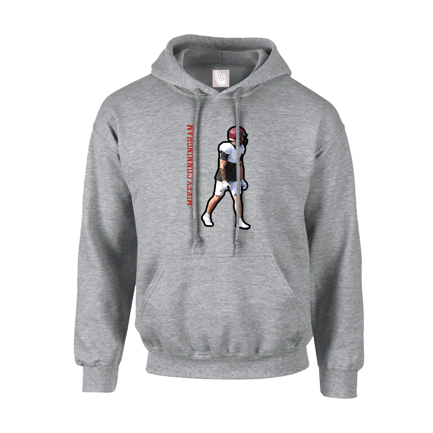 Youth Hoodie — Name Vertical in Grey