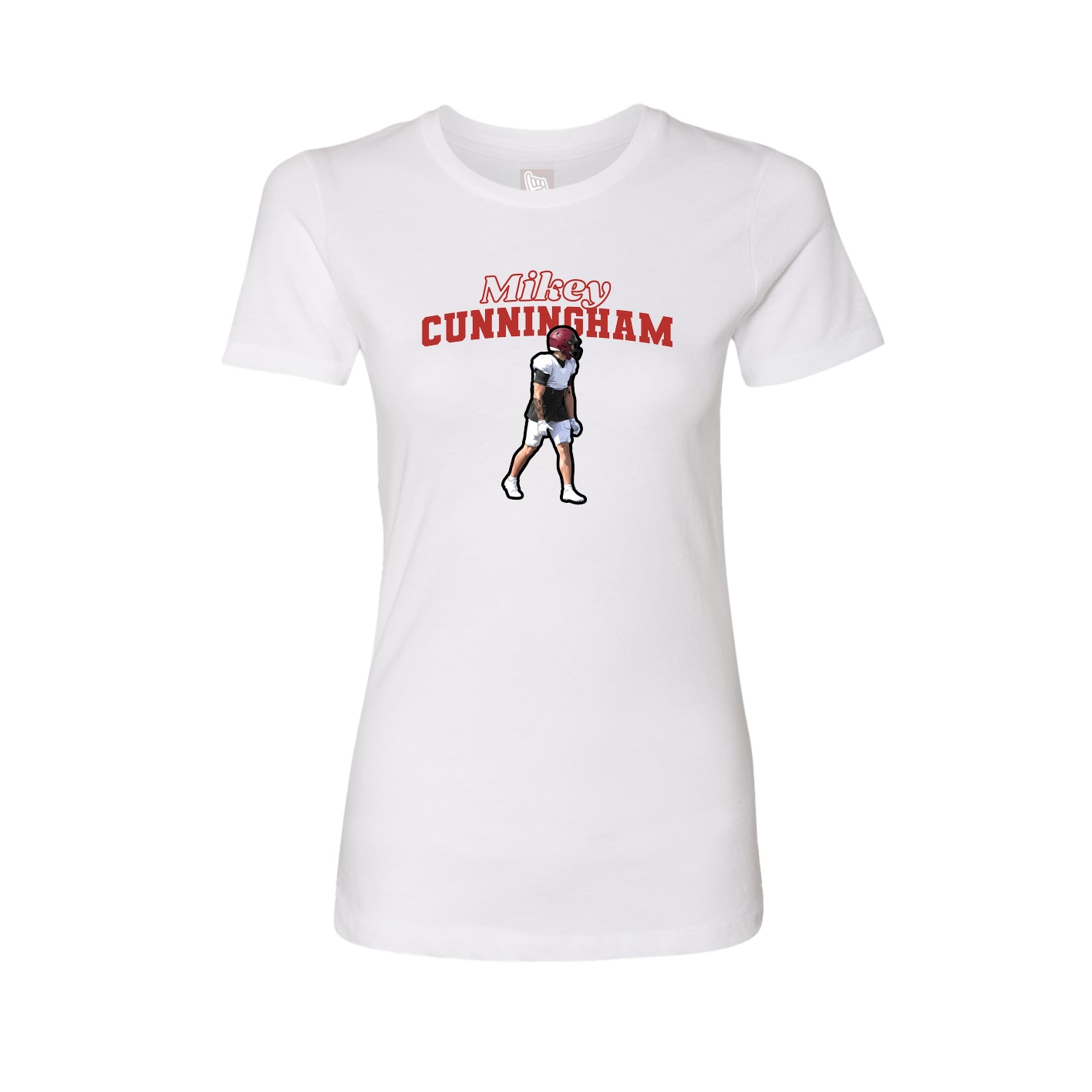 Fitted Women's Tee — Name Arch in White