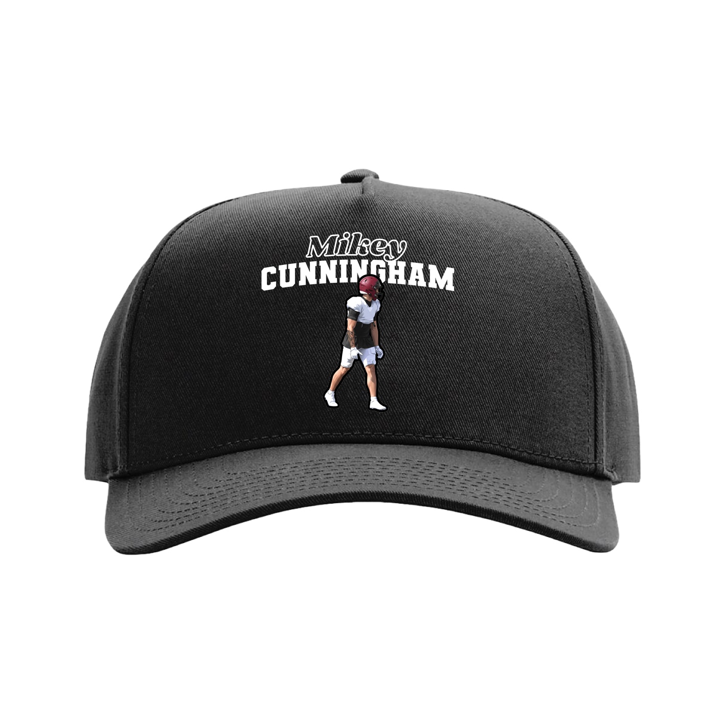 Full Fabric Five-Panel Champ Cap — Name Arch in Black