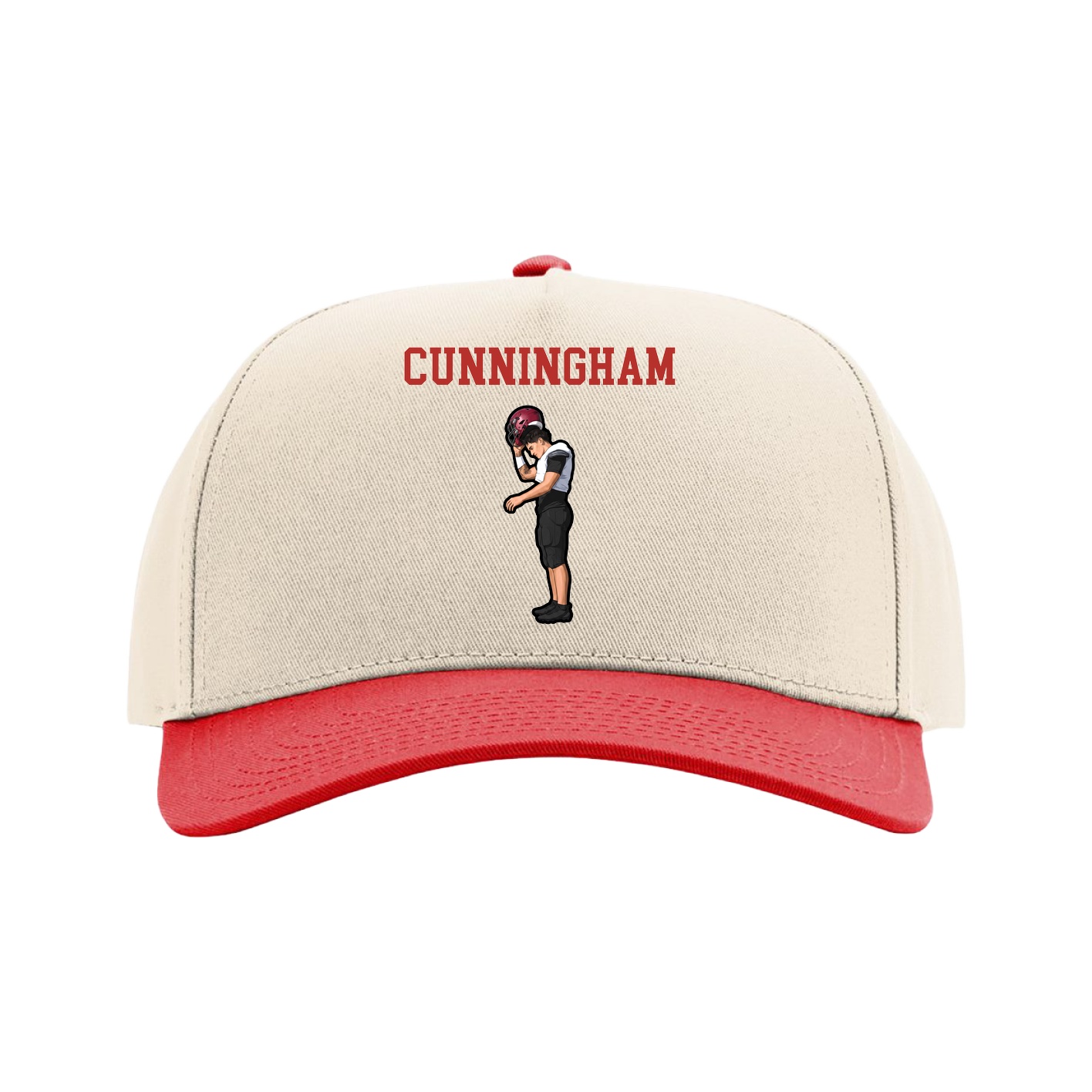 Full Fabric Five-Panel Champ Cap — Shirsey in Cream/Red