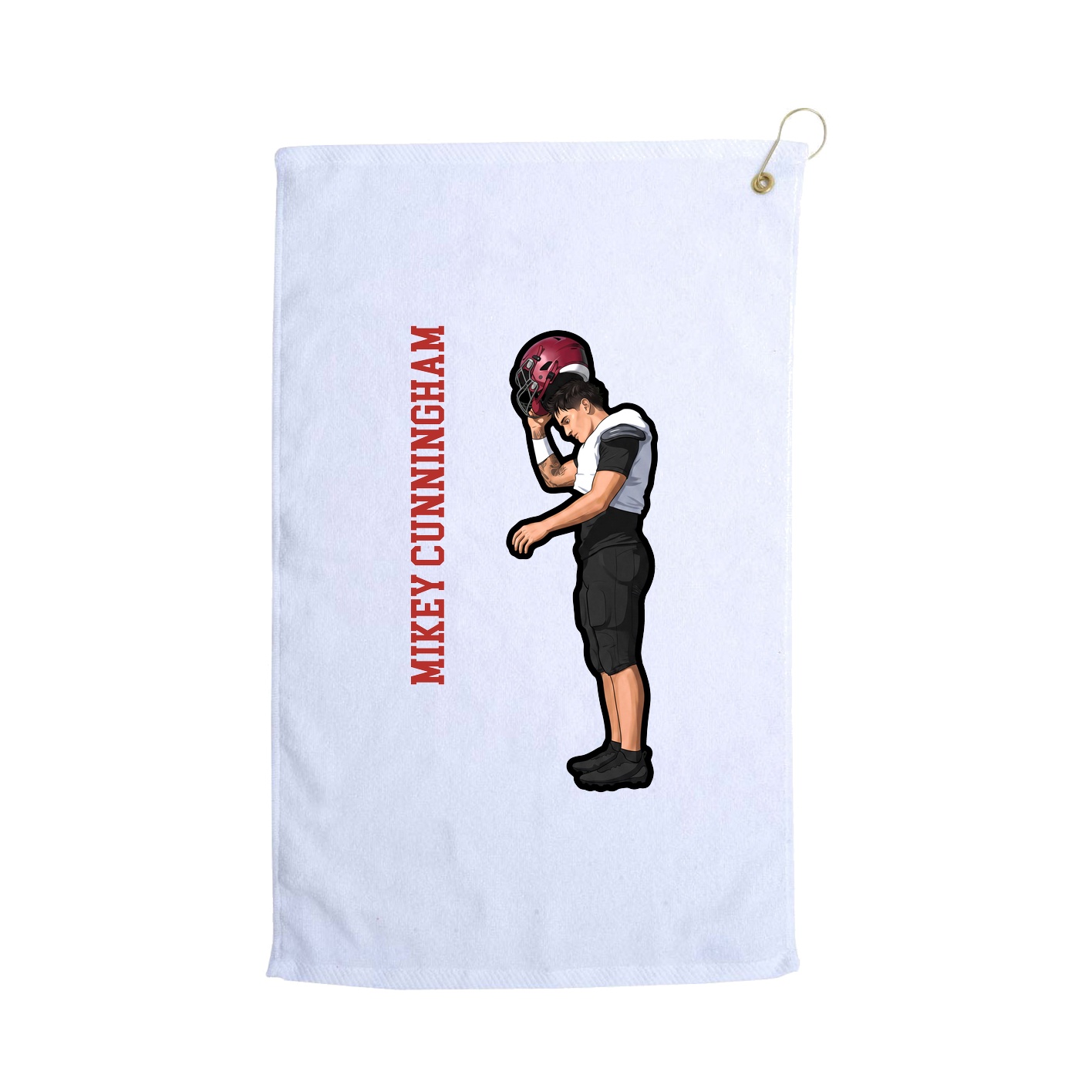 Golf Towel — Name Vertical in White