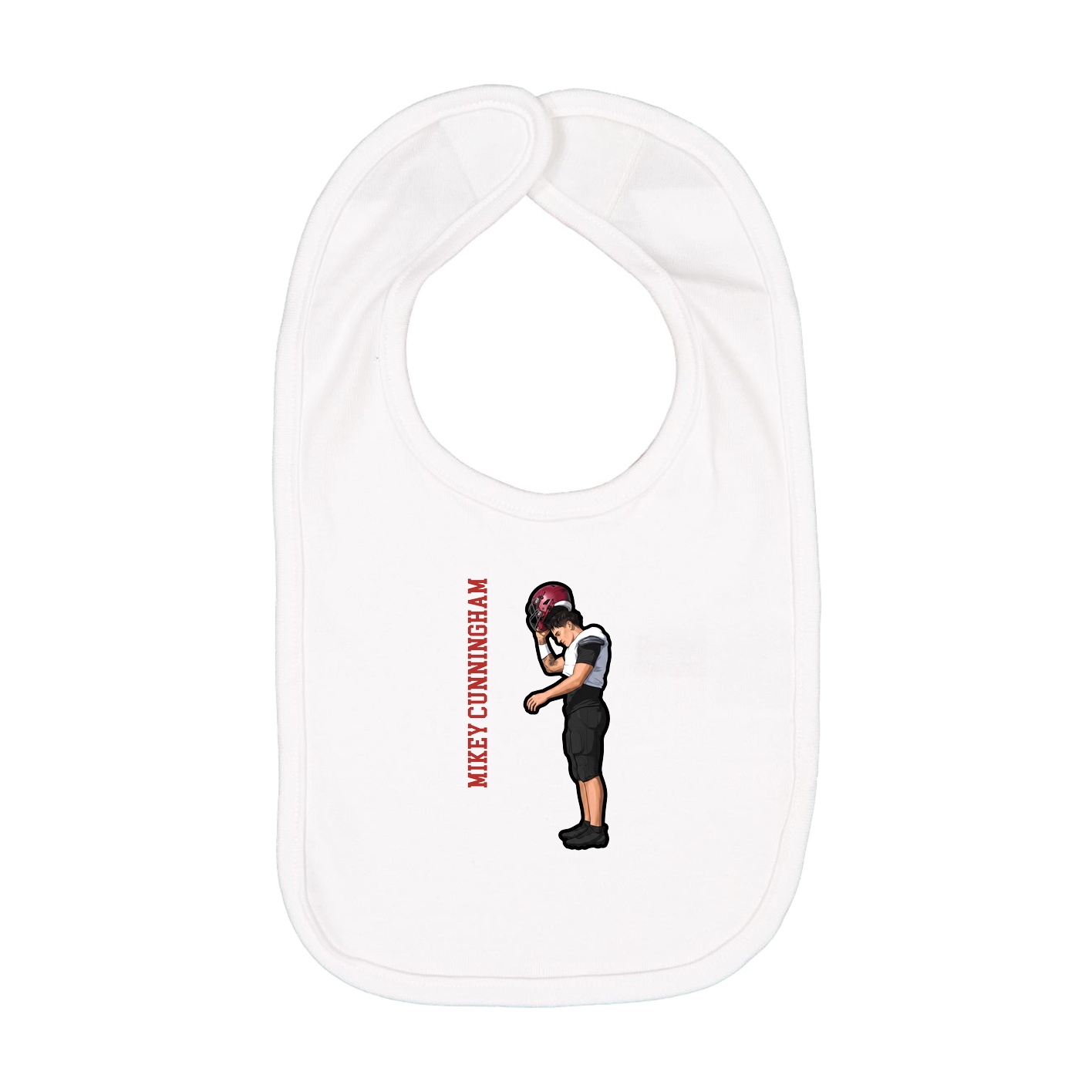 Infant Bib — Name Vertical in White