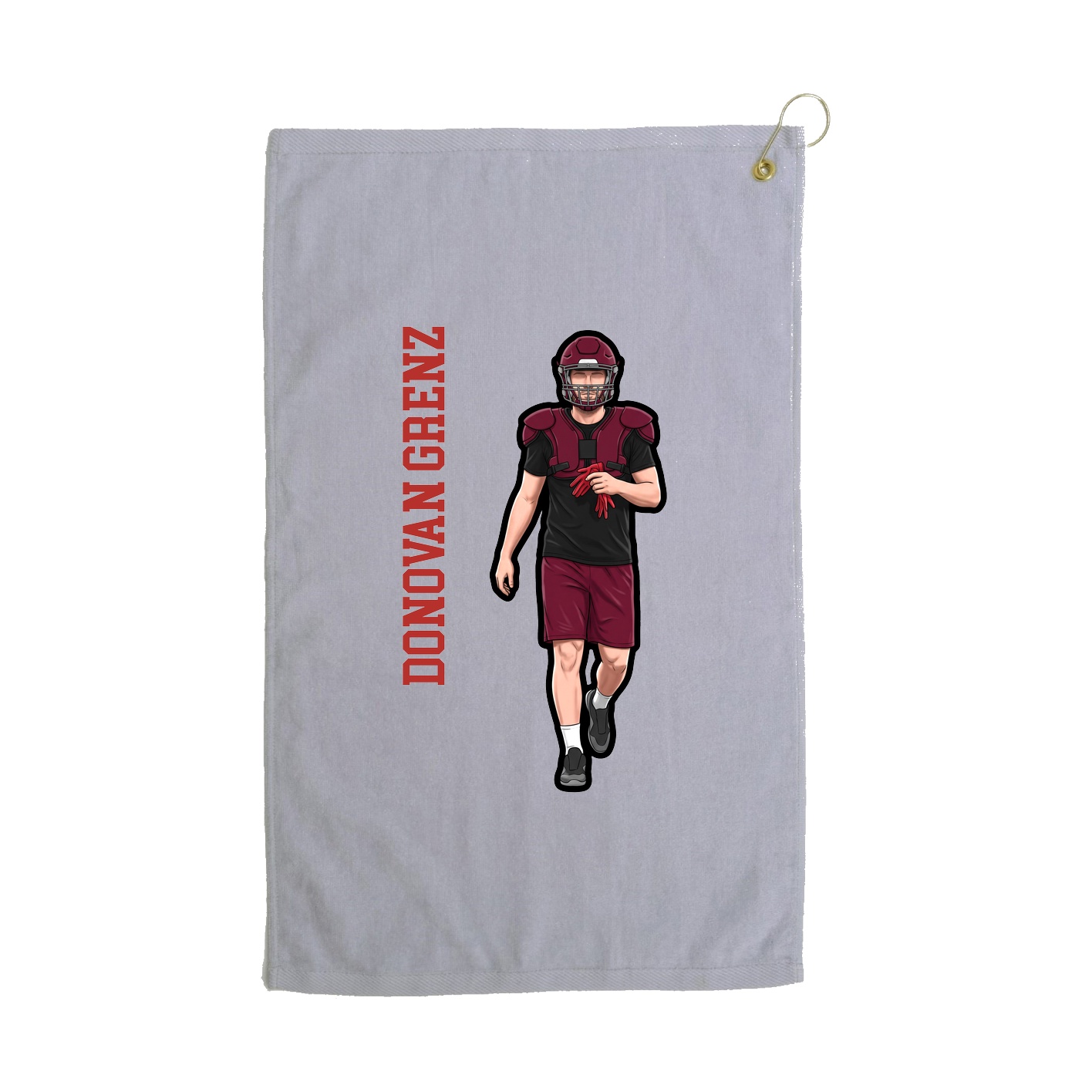 Golf Towel — Name Vertical in Grey