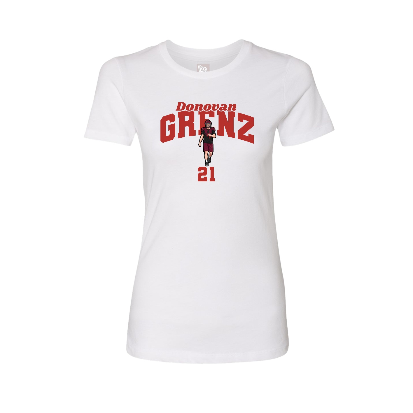 Fitted Women's Tee — Signature Arch in White