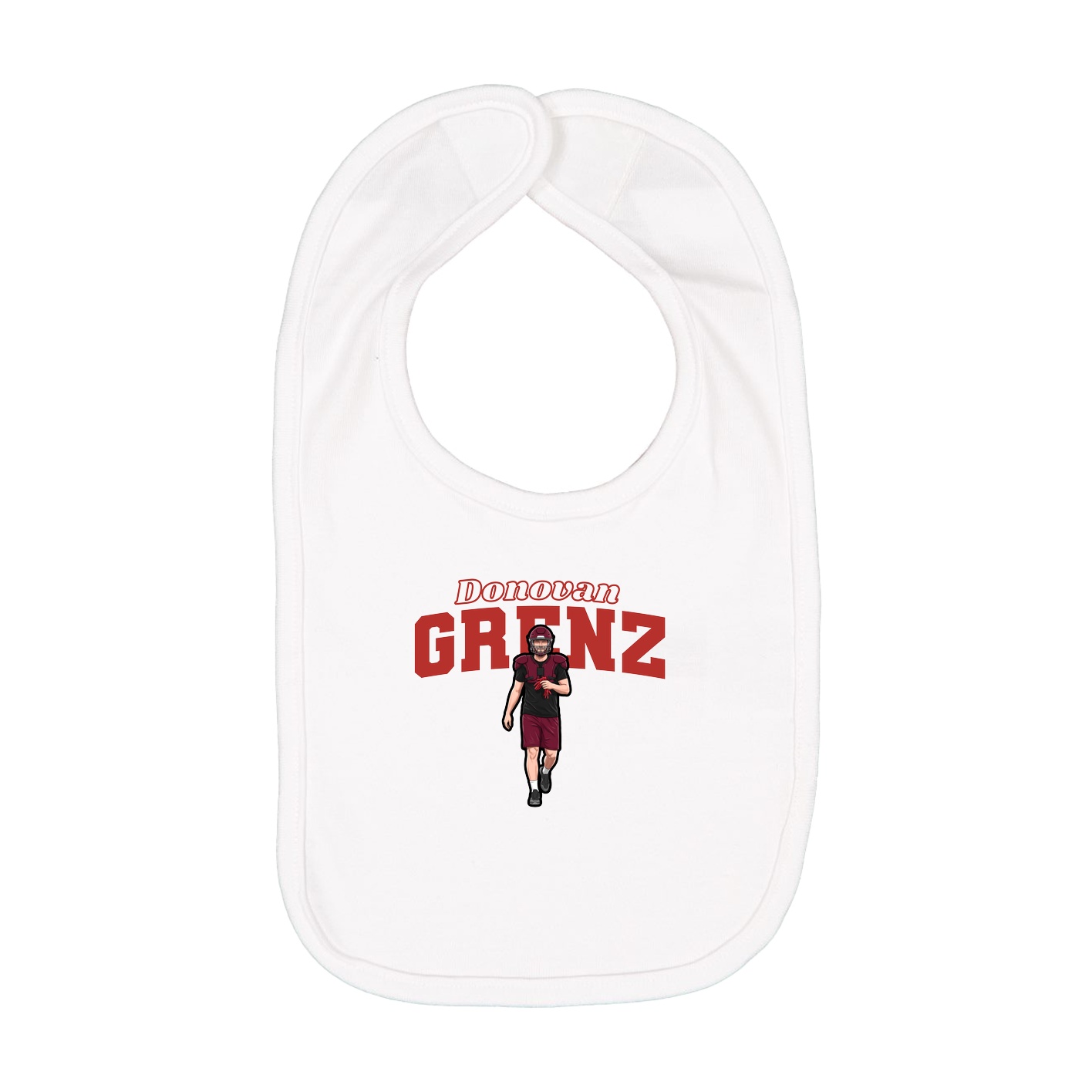 Infant Bib — Name Arch in White
