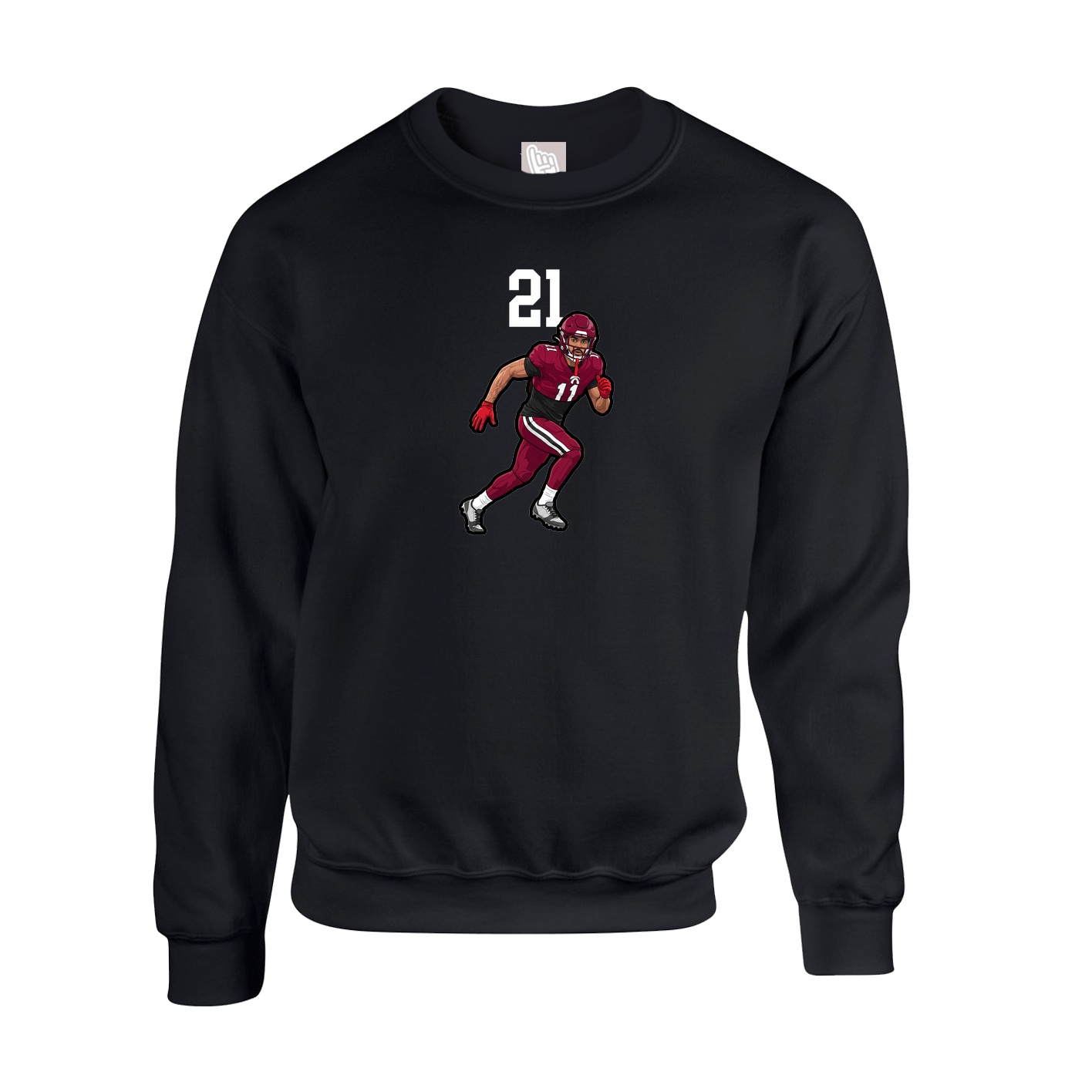 Fleece Crew — Number Top in Black