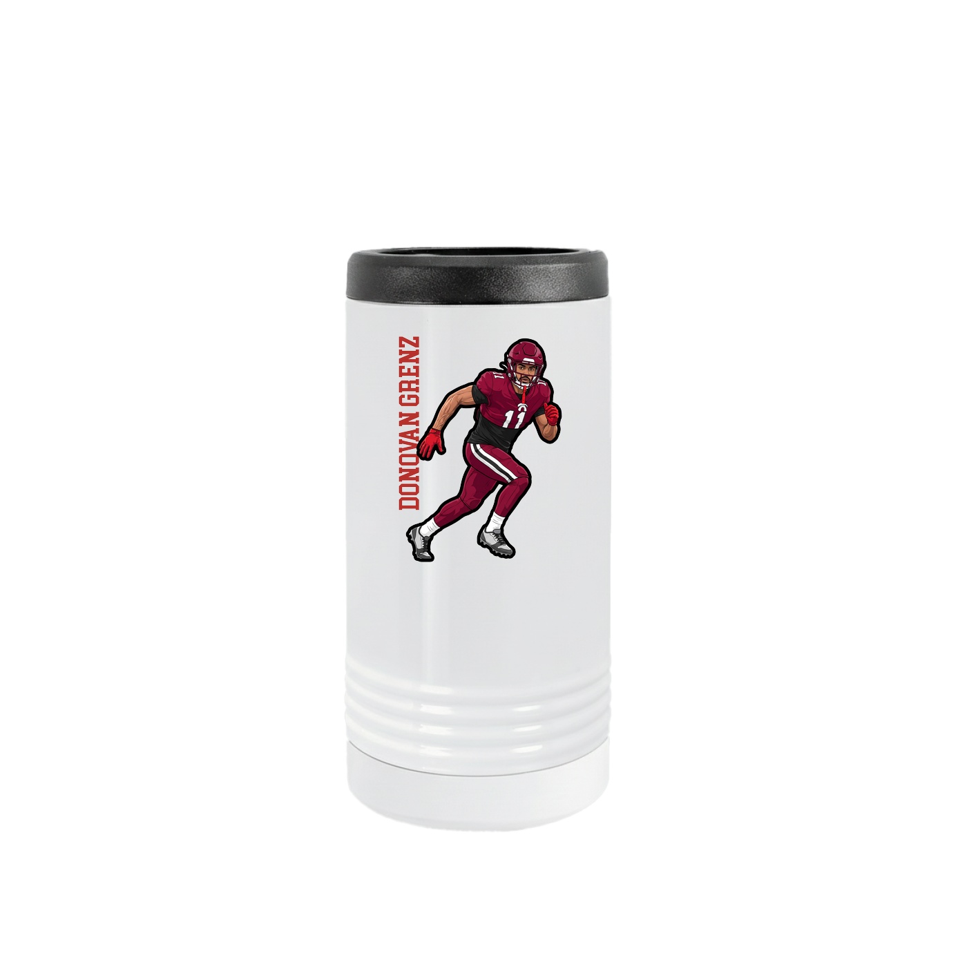Slim Beverage Holder — Name Vertical in White
