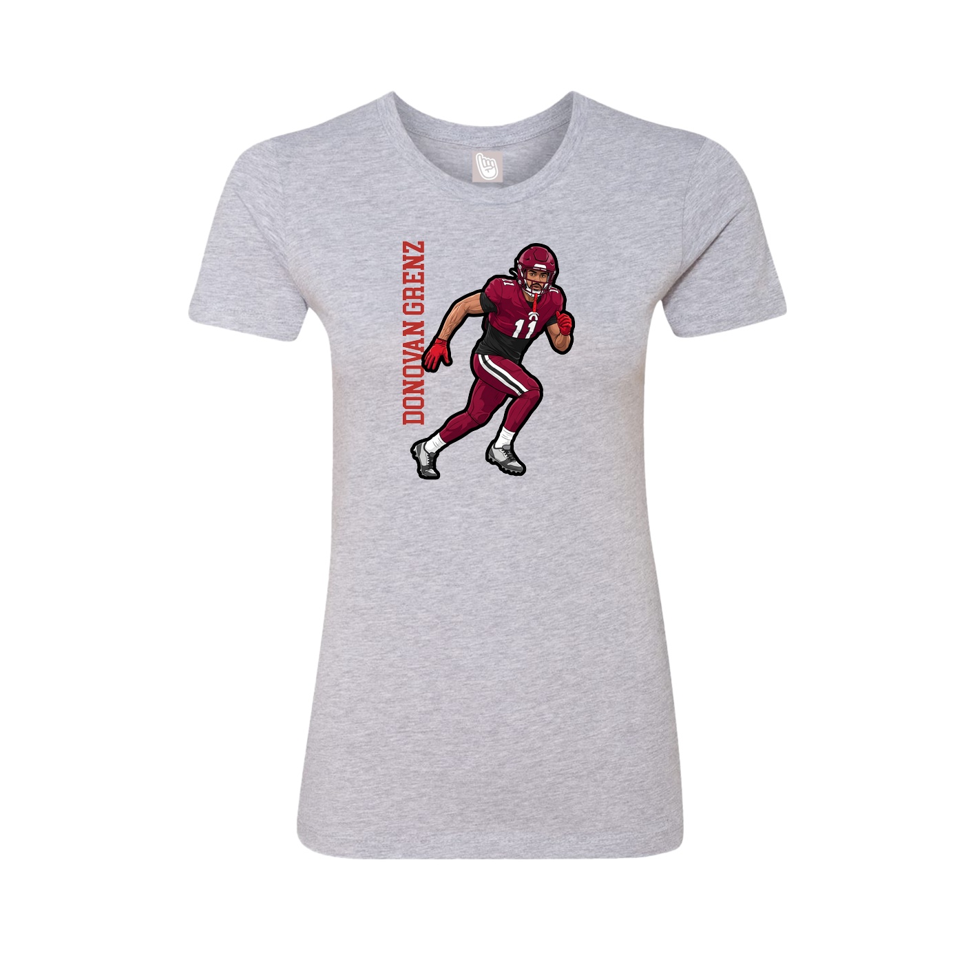 Fitted Women's Tee — Name Vertical in Grey