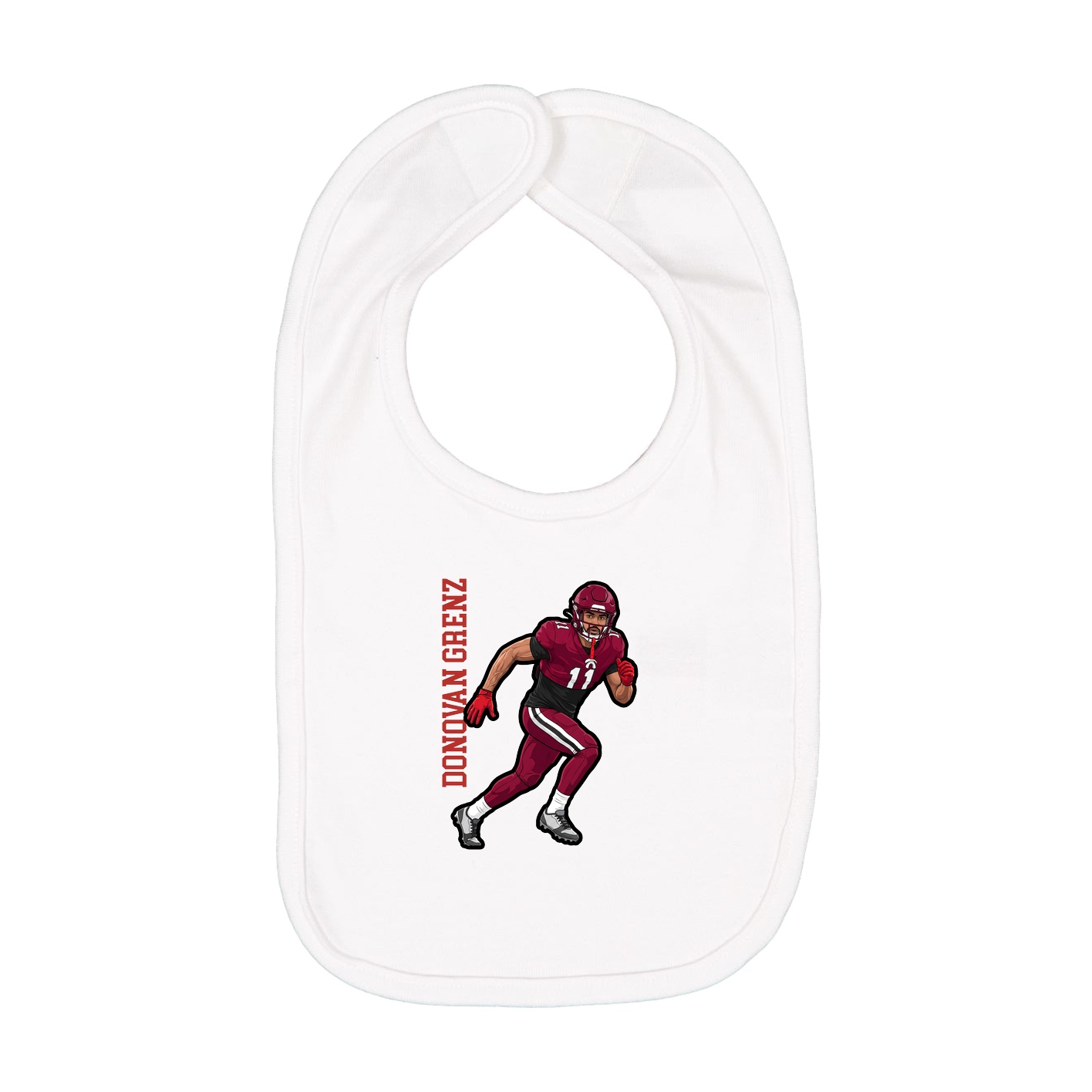 Infant Bib — Name Vertical in White