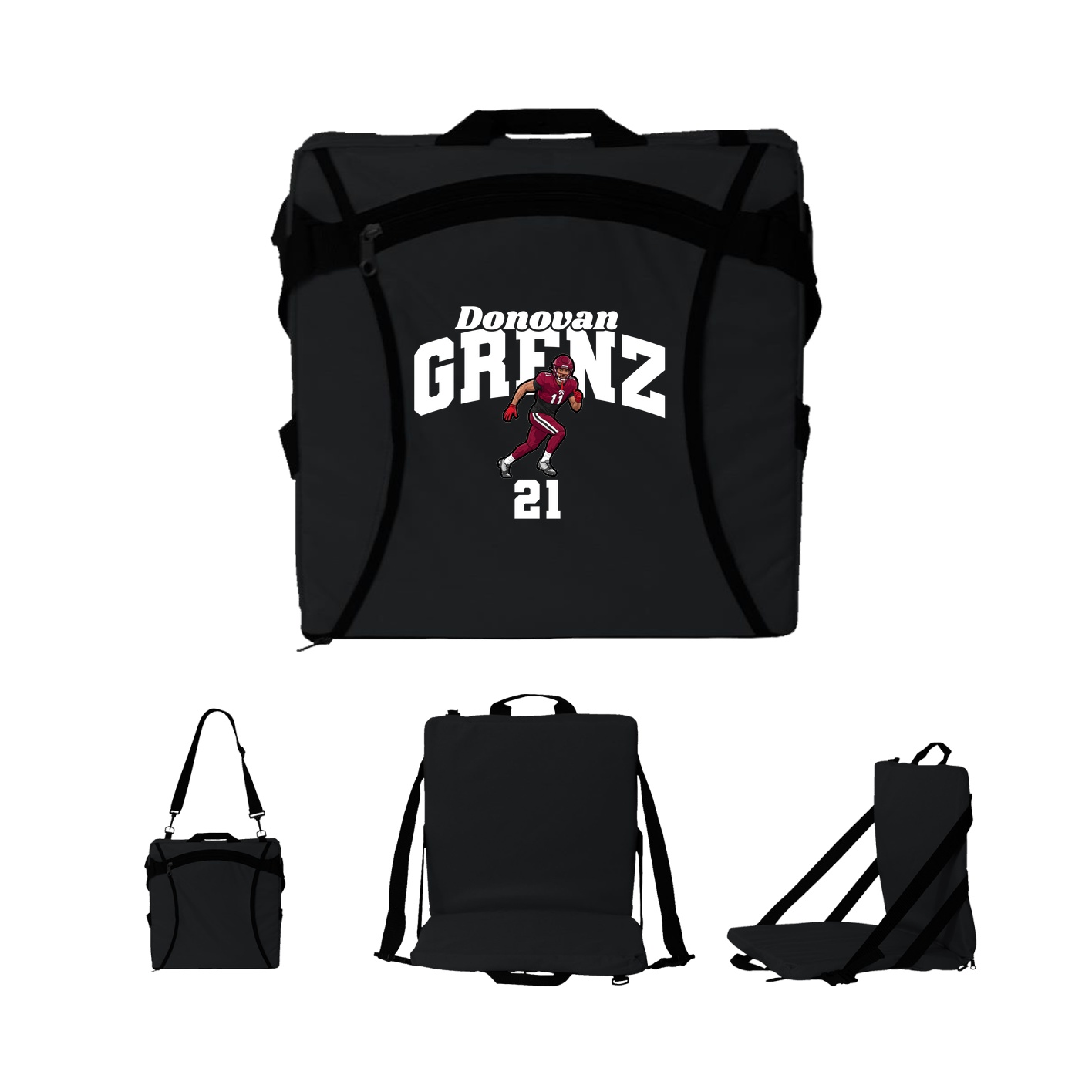 Folding Stadium Seat — Signature Arch in Black