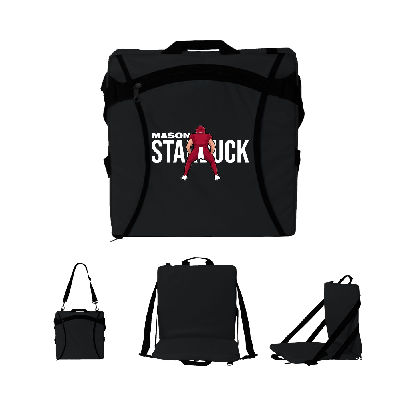 Folding Stadium Seat — Player Name in Black