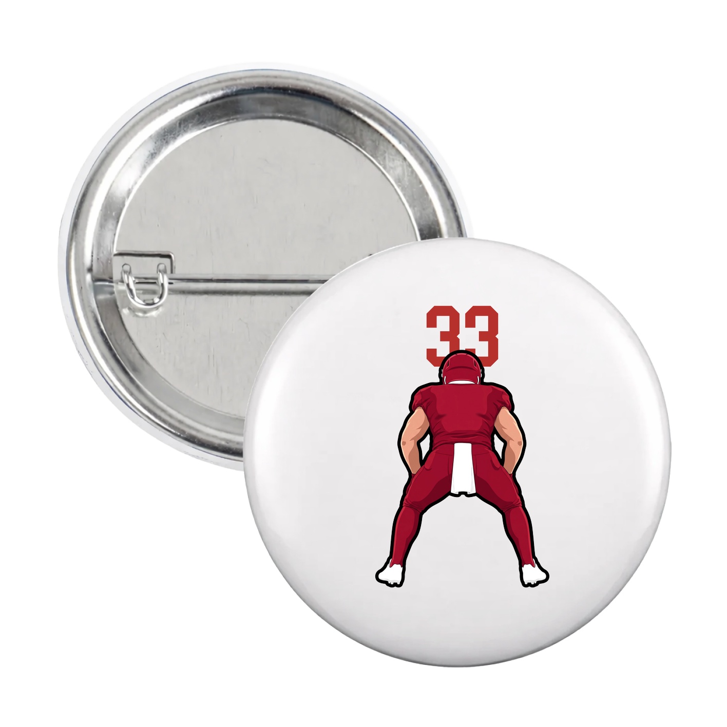 Game Day Button — Number Top in White