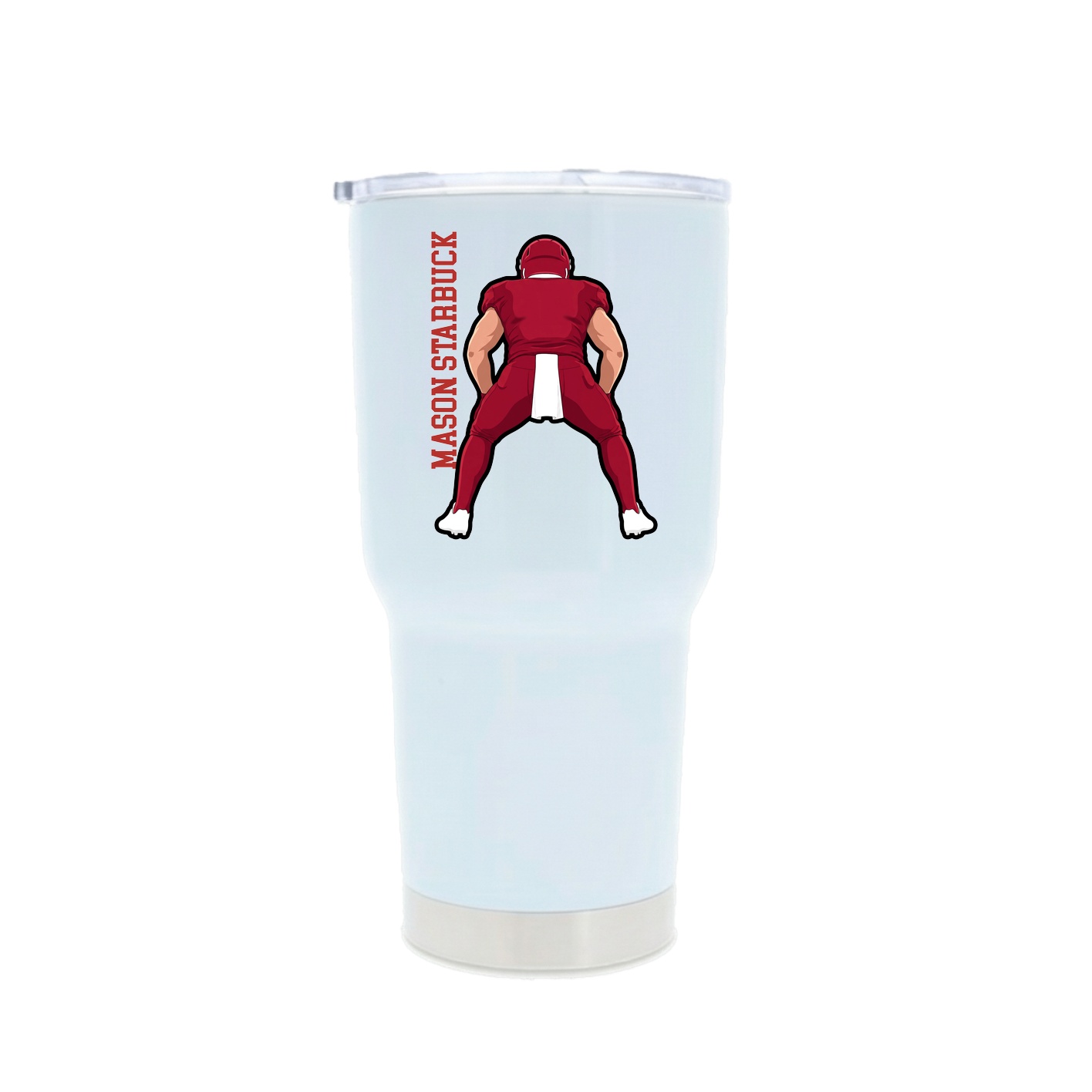 30oz Stainless Steel Tumbler — Name Vertical in White