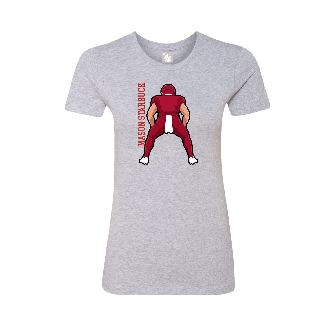 Fitted Women's Tee — Name Vertical in Grey