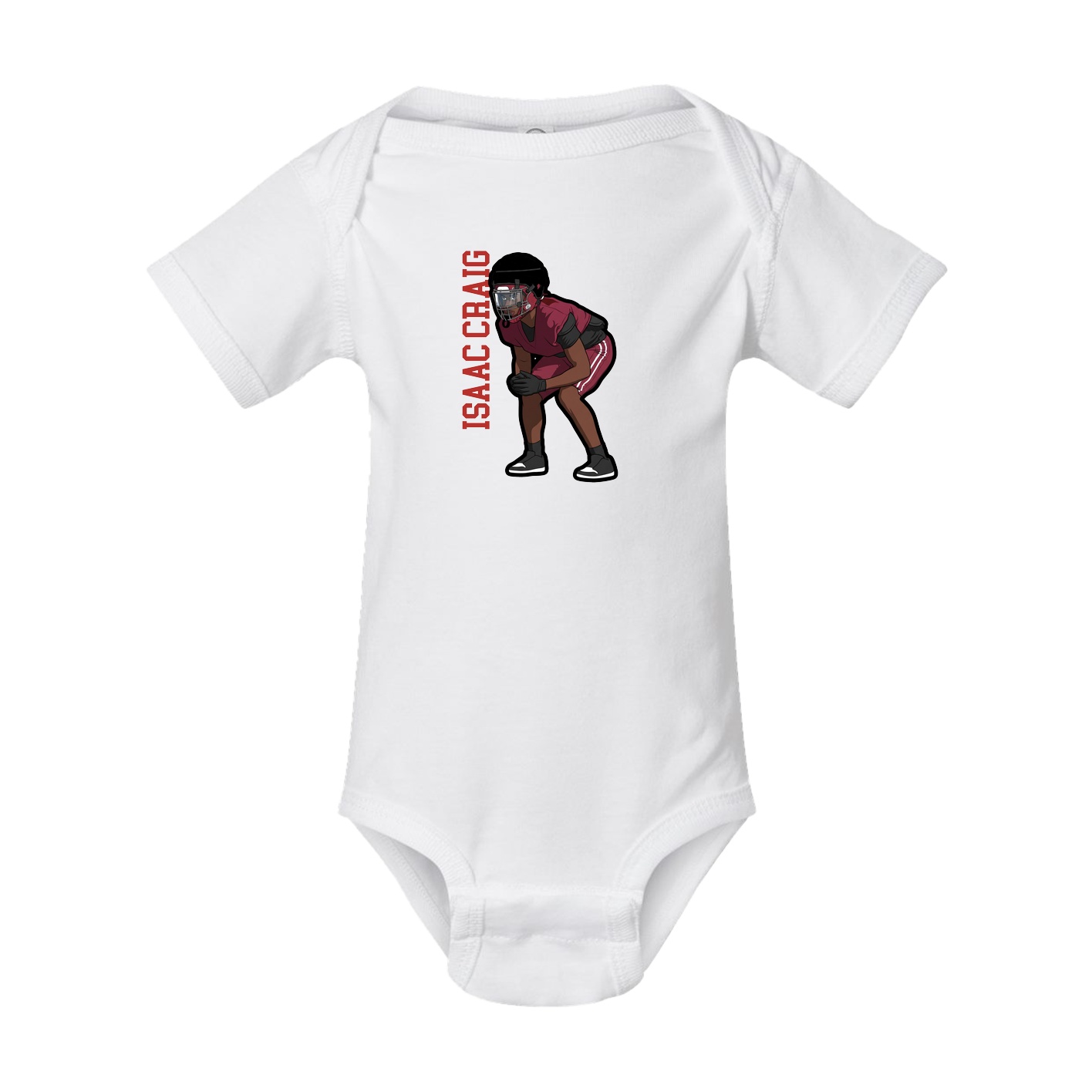 Baby Onesie — Name Vertical in White