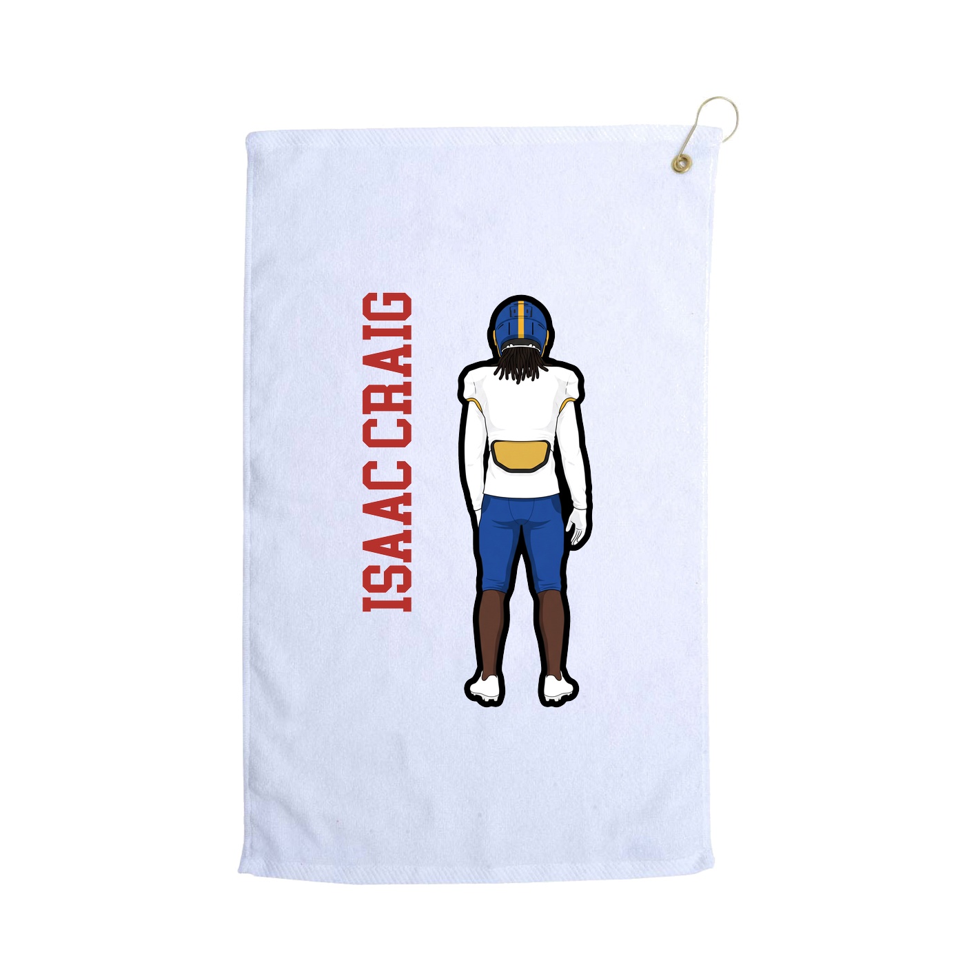 Golf Towel — Name Vertical in White